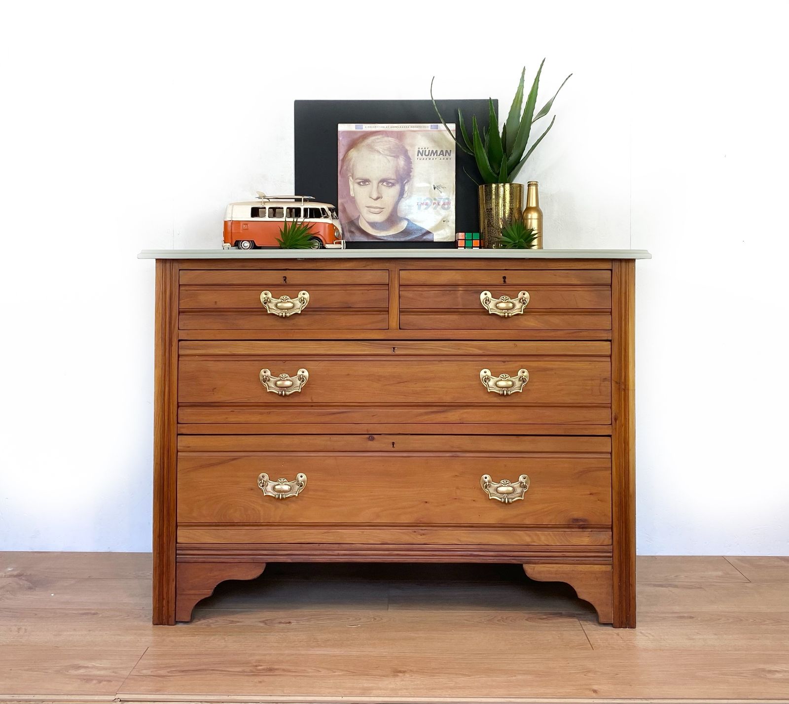 Chest Of Drawers, Satinwood Duck Egg Blue, 1950s Mid Century photo Furniture