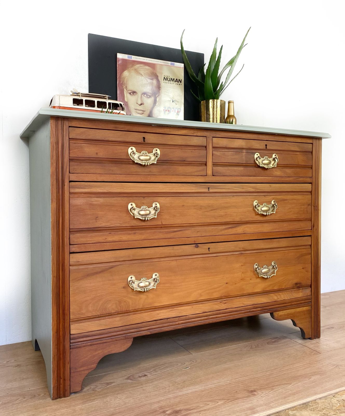 photo furniture Chest Of Drawers, Satinwood Duck Egg Blue, 1950s Mid Century