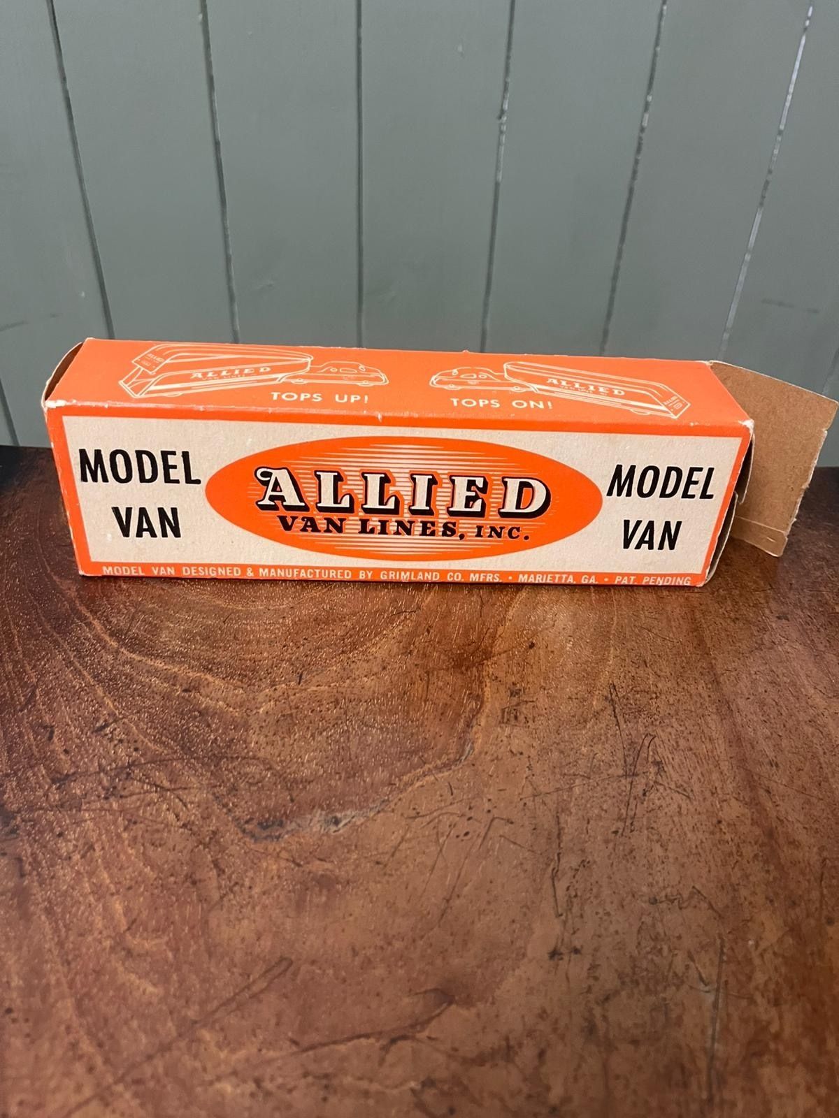 1930's American Grimland Co Tin Litho Allied Moving Van Lines Truck W/ Box photo vintage
