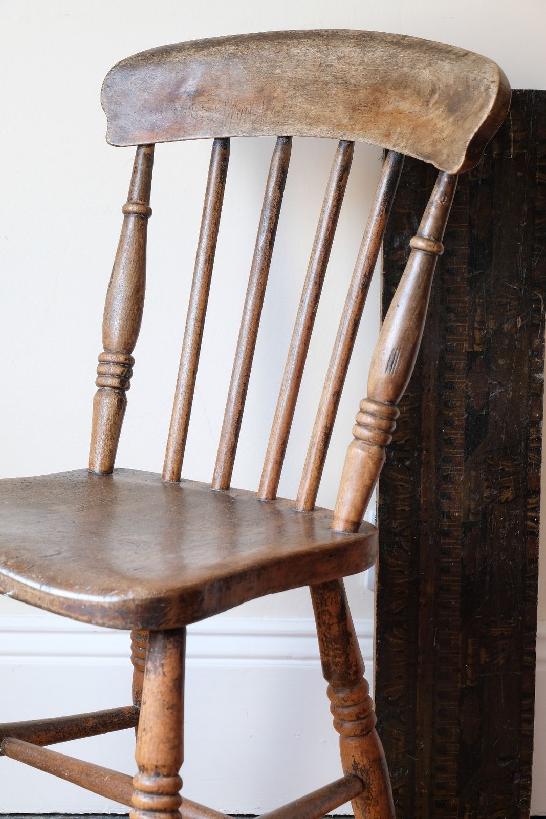 160.0 Painted Ash And Elm Windsor Spindle Back Chair Circa 1890s photo
