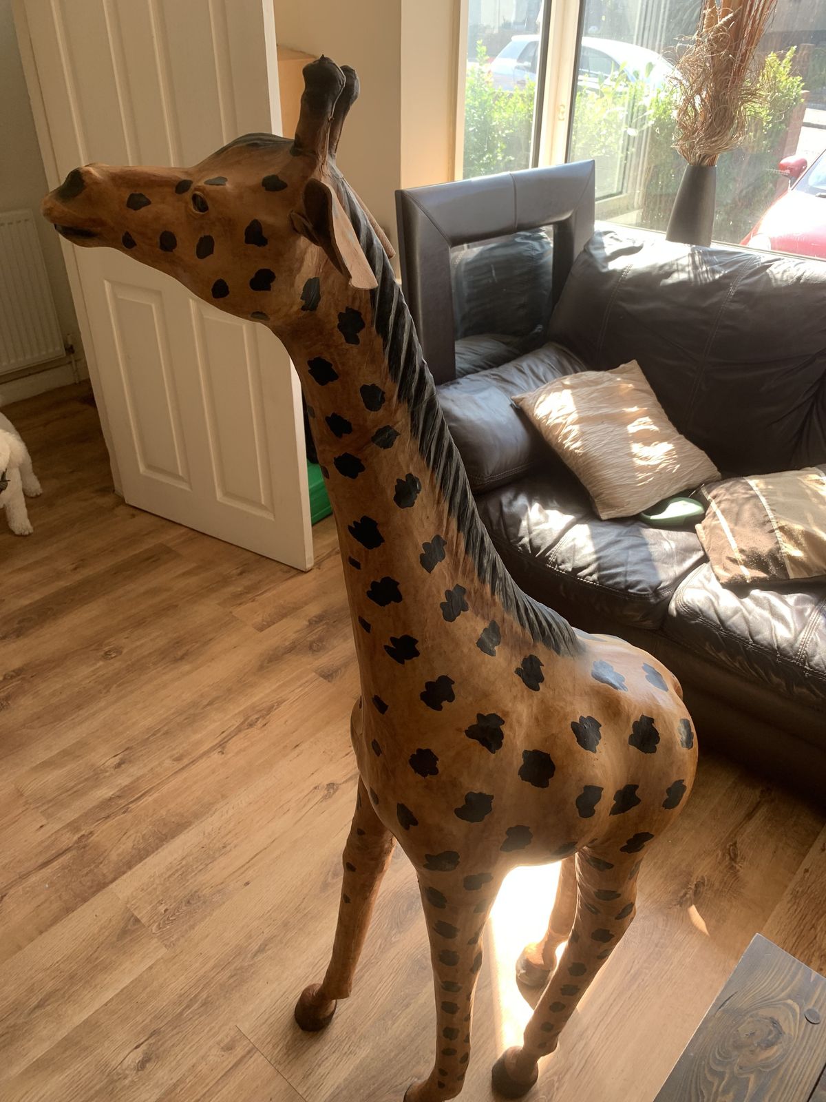 Rare Huge Vintage 1950’s Leather Decorative Giraffe 20th Century 1950’s photo vinterior