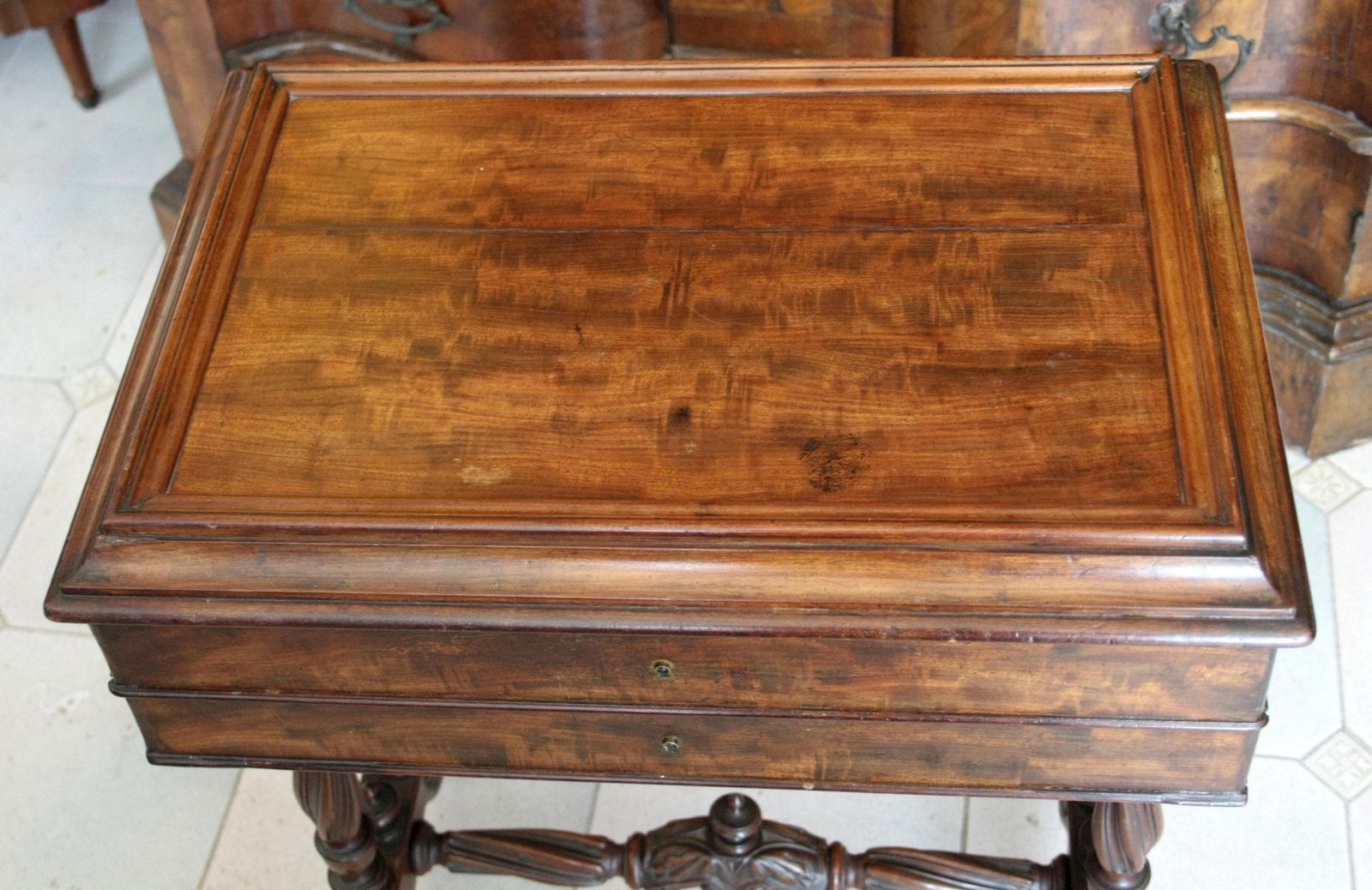 Classic French Decor Mahogany Vintage Sewing Desk, Mid 19th Century Vintage Entryway Hallway Cupboard, Elegant Period Decor photo 699.0