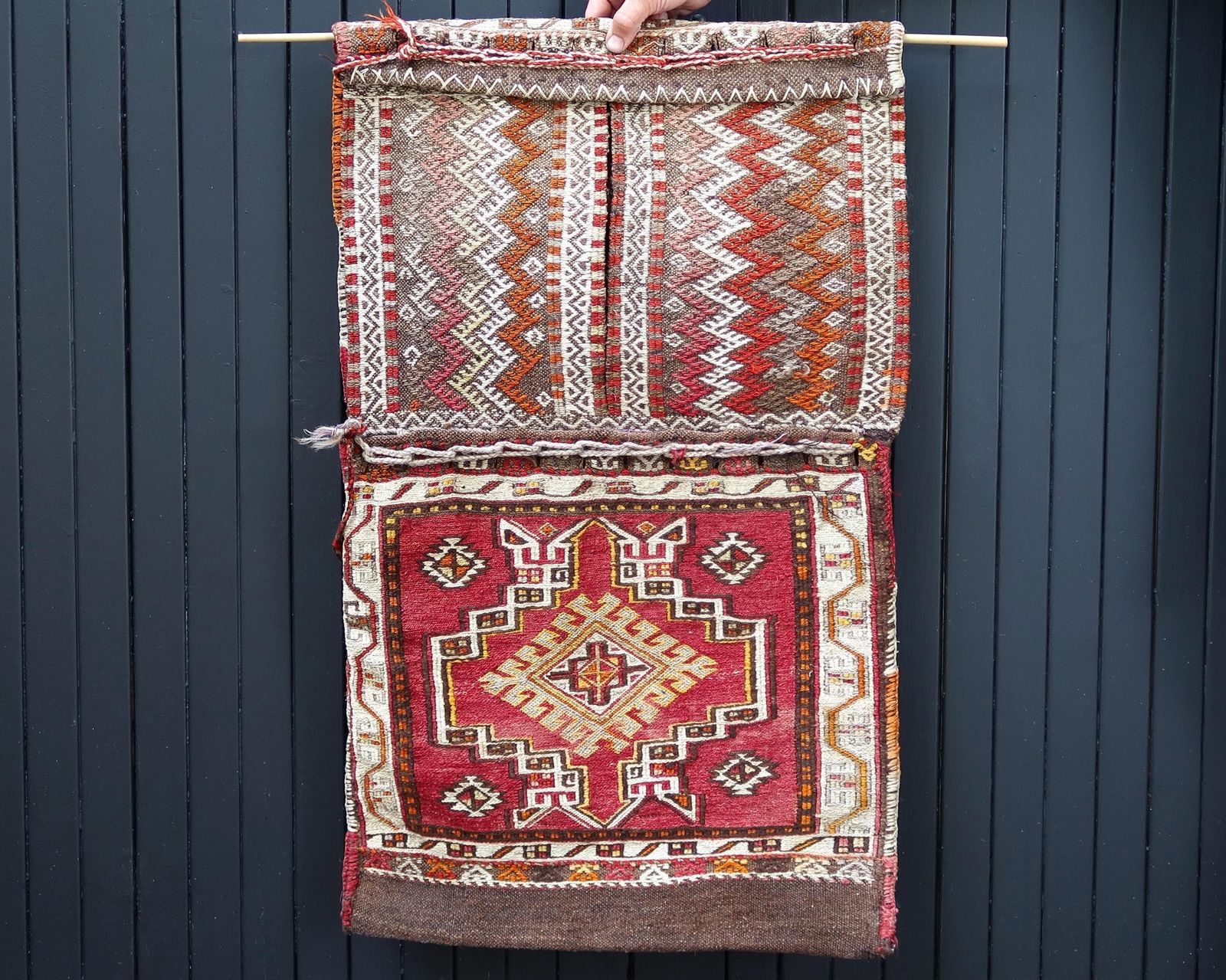 Folk Wall Wool Tapestry From Anatolia Turkiye, 1970s / Primitive, Saddle, Kilim,