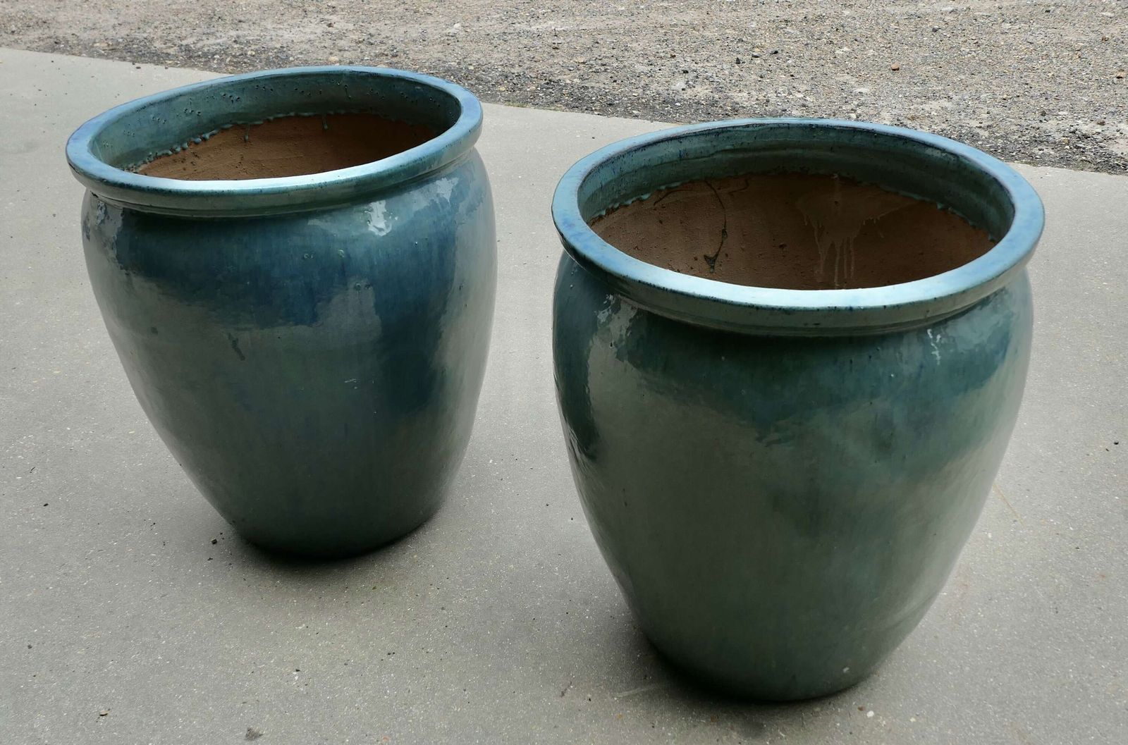 A Pair Of Large French Turquoise Garden Tree Planters photo furniture