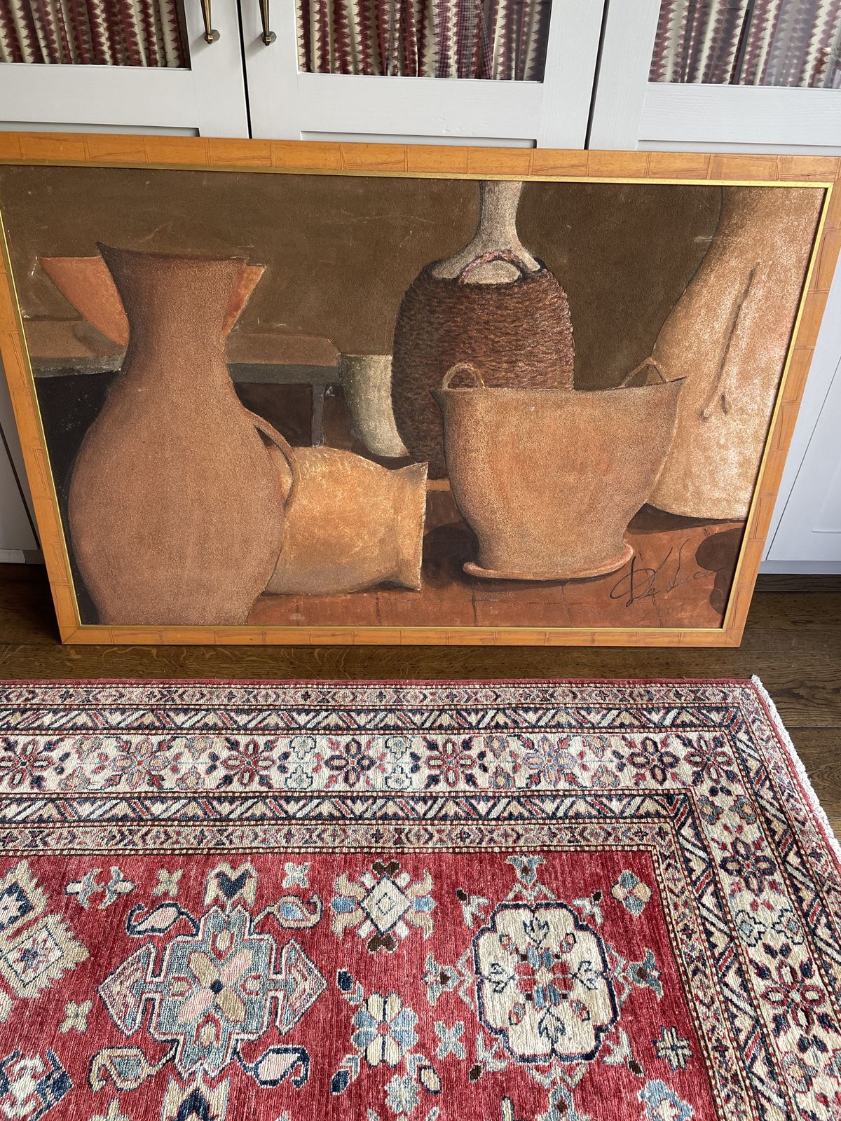 An Oversized Painting Of A Provincial Theme Signed photo vintage