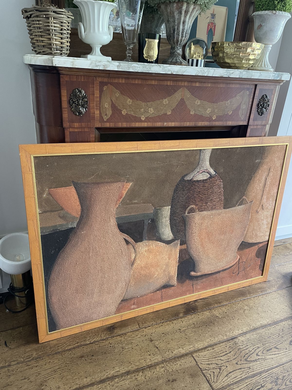 photo vintage An Oversized Painting Of A Provincial Theme Signed