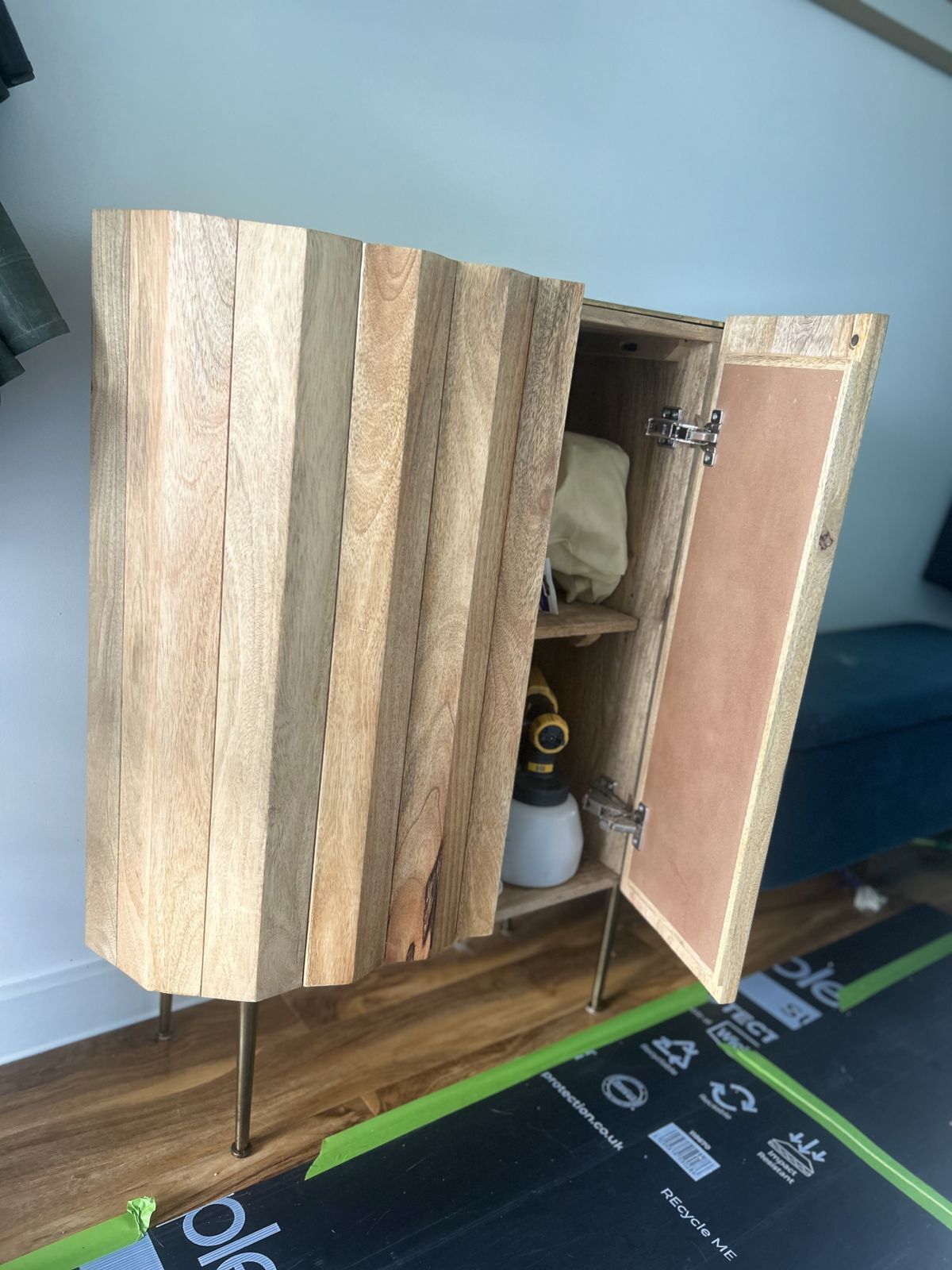 Swoon Kiln Cabinet In Light Mango Wood With Plated Brass