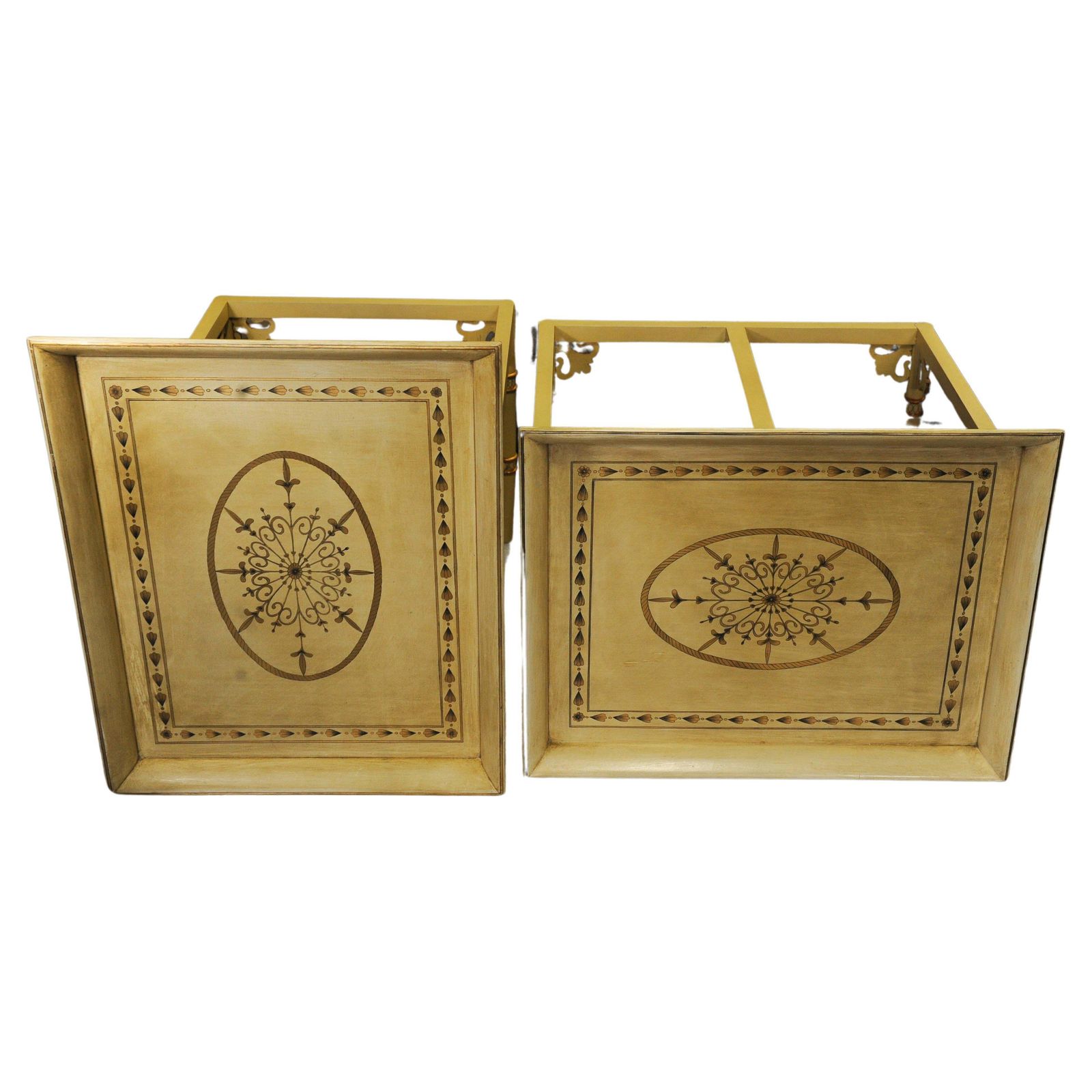 A Pair Of Julian Chichester Faux Bamboo Tray Top Side Tables On X Frame Bases Designed In The Style Of Thomas Chippendale, With A Hint Of Campaign photo for sale