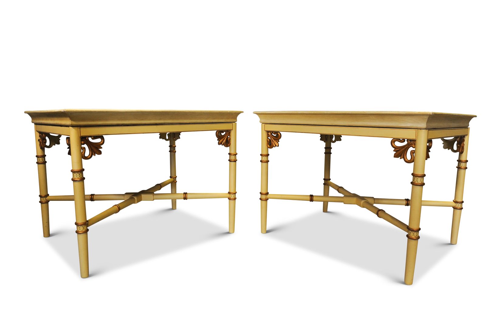 A Pair Of Julian Chichester Faux Bamboo Tray Top Side Tables On X Frame Bases Designed In The Style Of Thomas Chippendale, With A Hint Of Campaign photo 2600.0