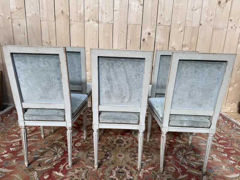Suite De 6 Chaises De Style Louis XVI Rinck En Bois Réchampi photo buy