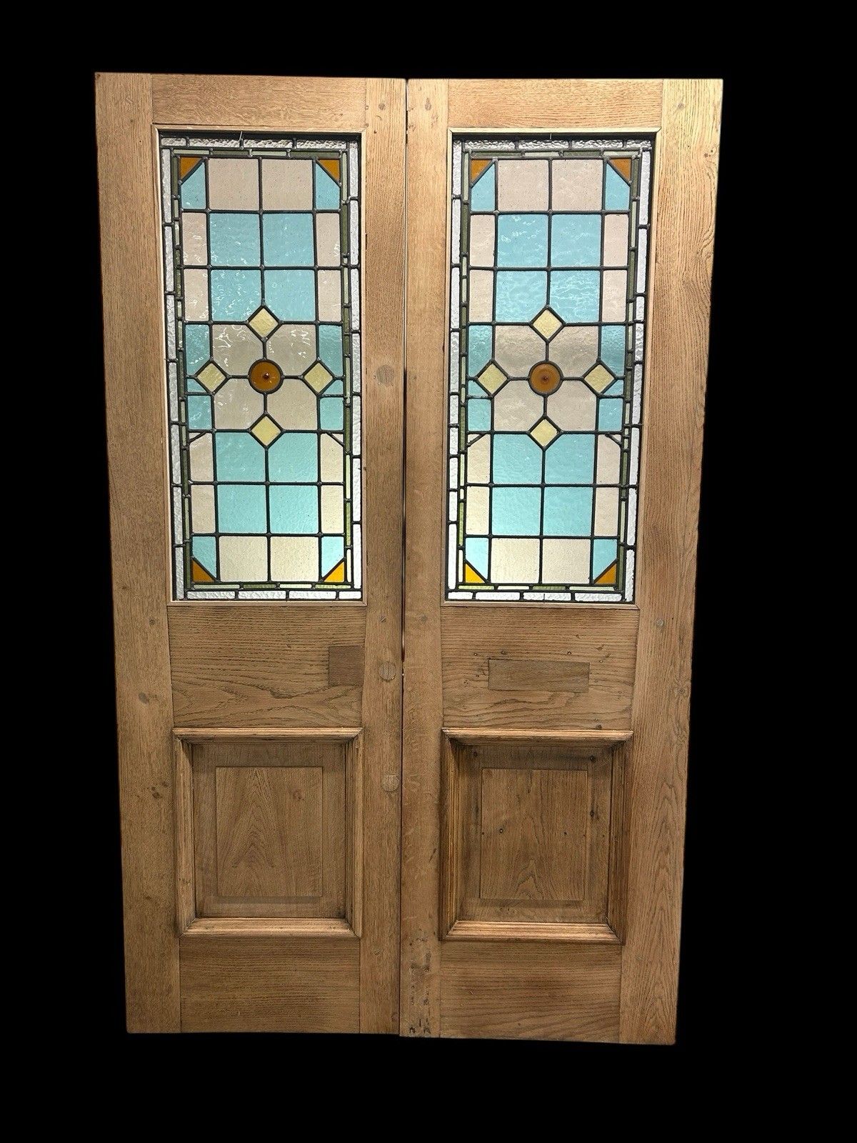 Victorian Stained Glass French Front Doors Reclaimed Period Old Antique Lead photo vintage