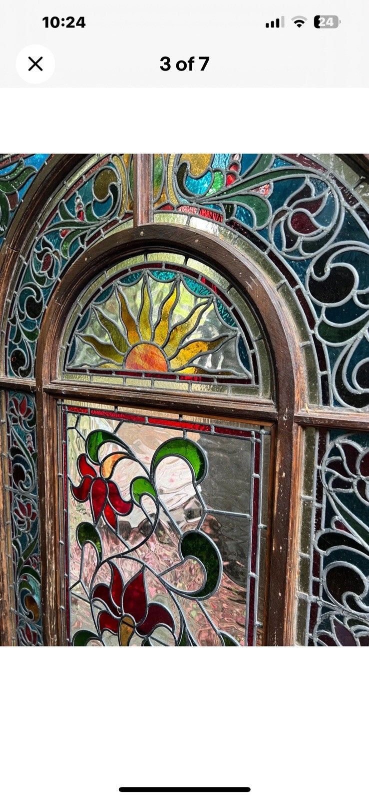X Large Stained Glass Window Panel Reclaimed Period Antique Lead Old Edwardian photo for sale