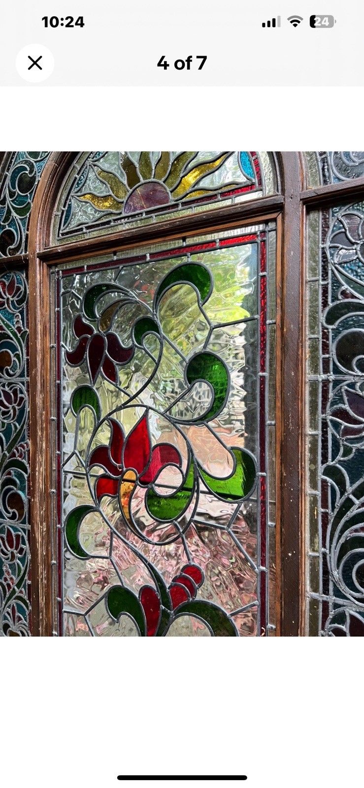 X Large Stained Glass Window Panel Reclaimed Period Antique Lead Old Edwardian photo Home Fixtures