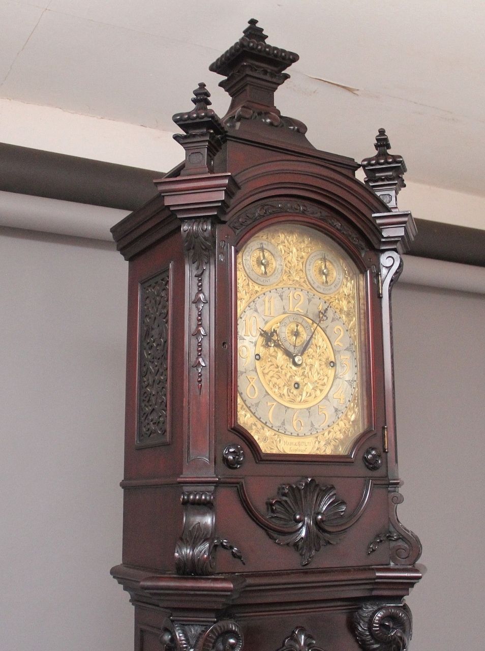 Early 20th Century Carved Mahogany Long Case Clock By Maples & Co Of London photo furniture
