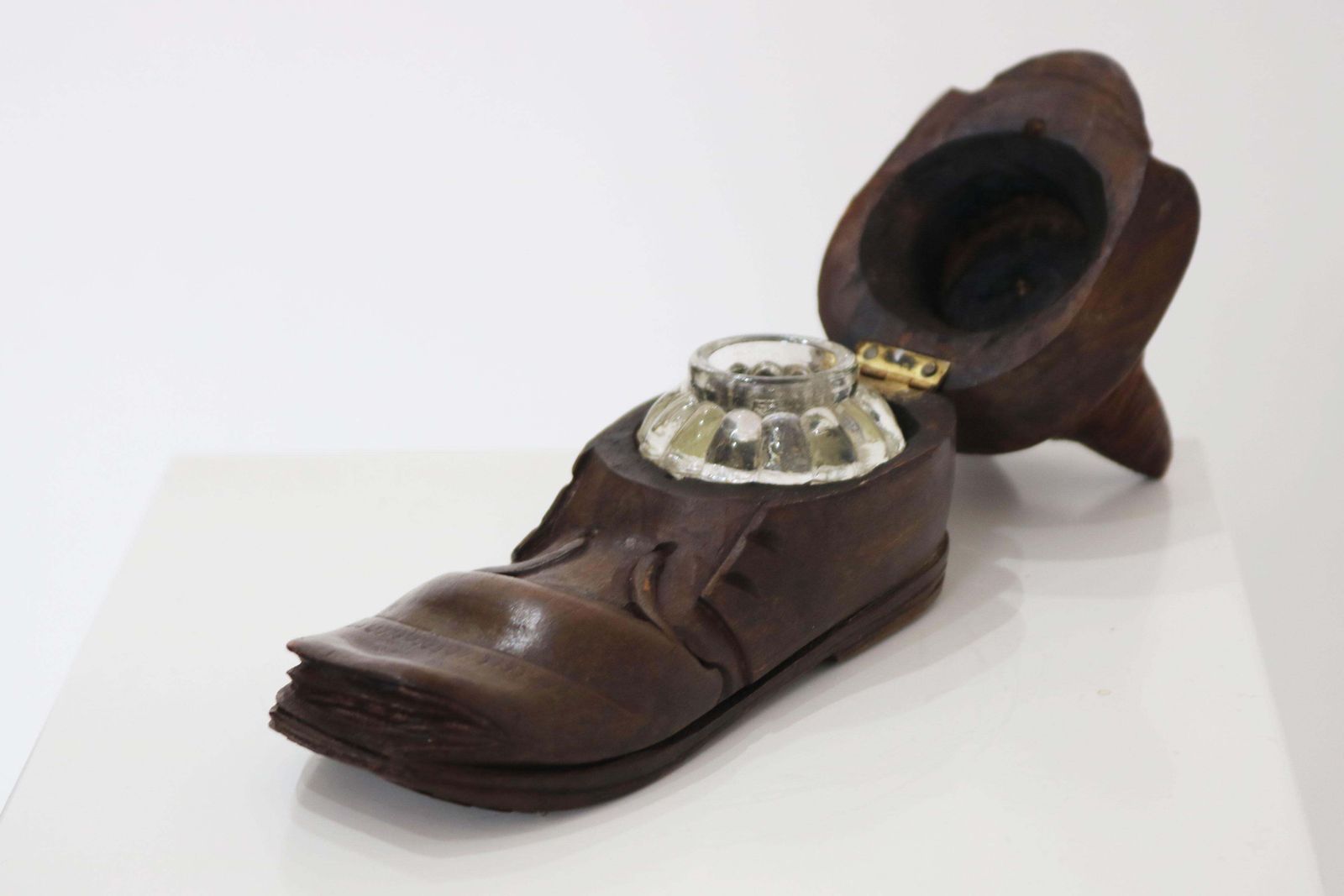 Black Forest Inkwell Cat In Boot Swiss Antique 19th Century Hand Carved Glass photo 954.0