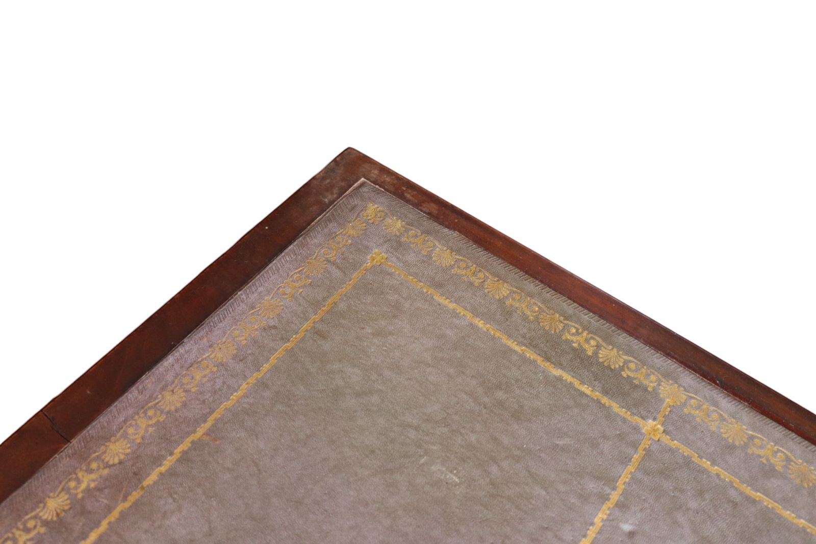 photo vintage Antique Edwardian Mahogany Leather Top Knee Hole Writing Desk