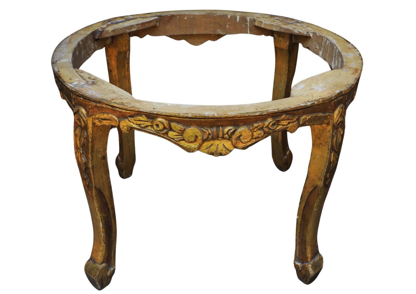 French 19th Century Giltwood & Veined Marble Topped Circular Salon Table In The Baroque Revival Style photo vintage