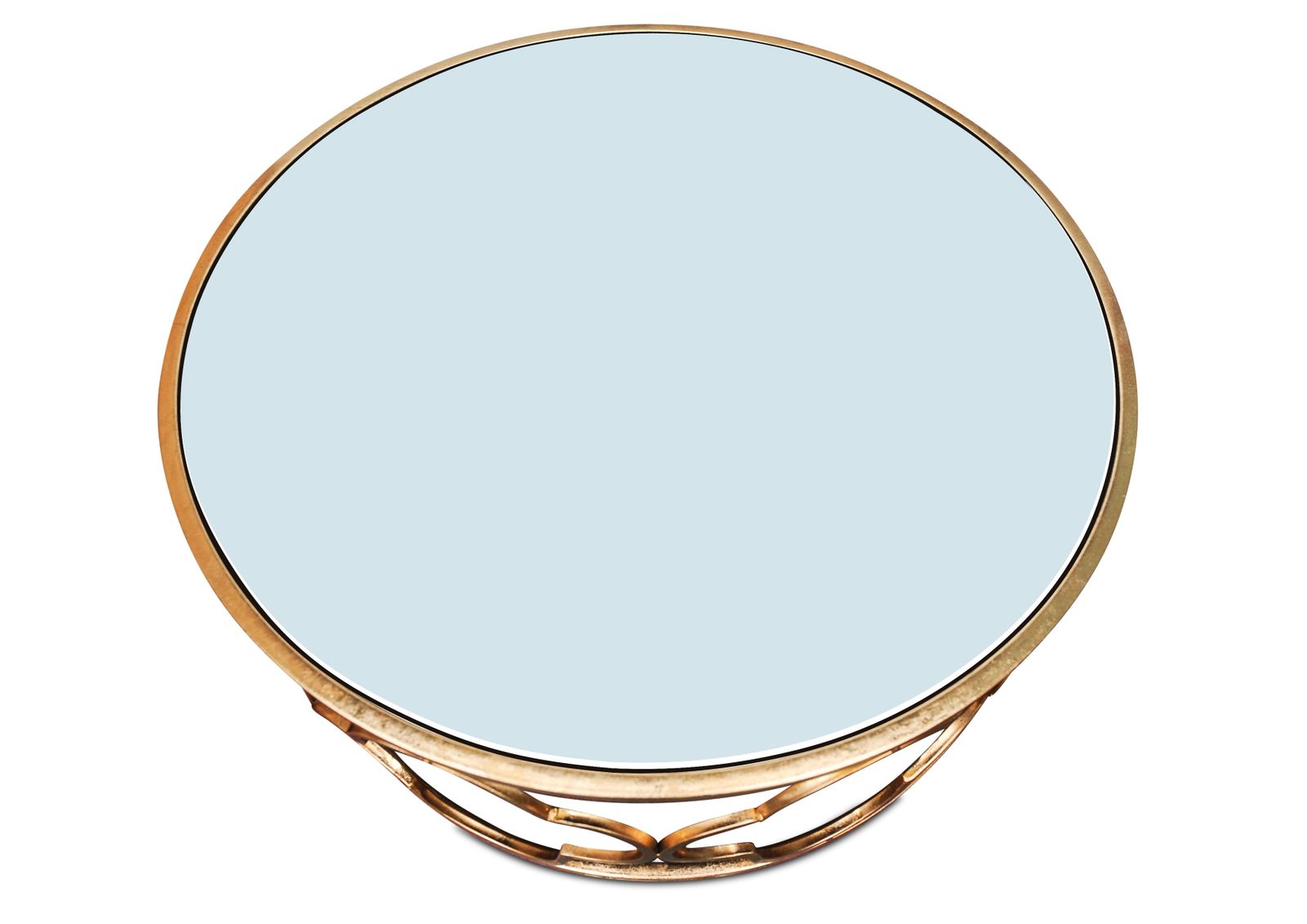 A Hollywood Regency Alhambra Design Gilt Metal & Mirrored Circular Cocktail Table photo vinterior