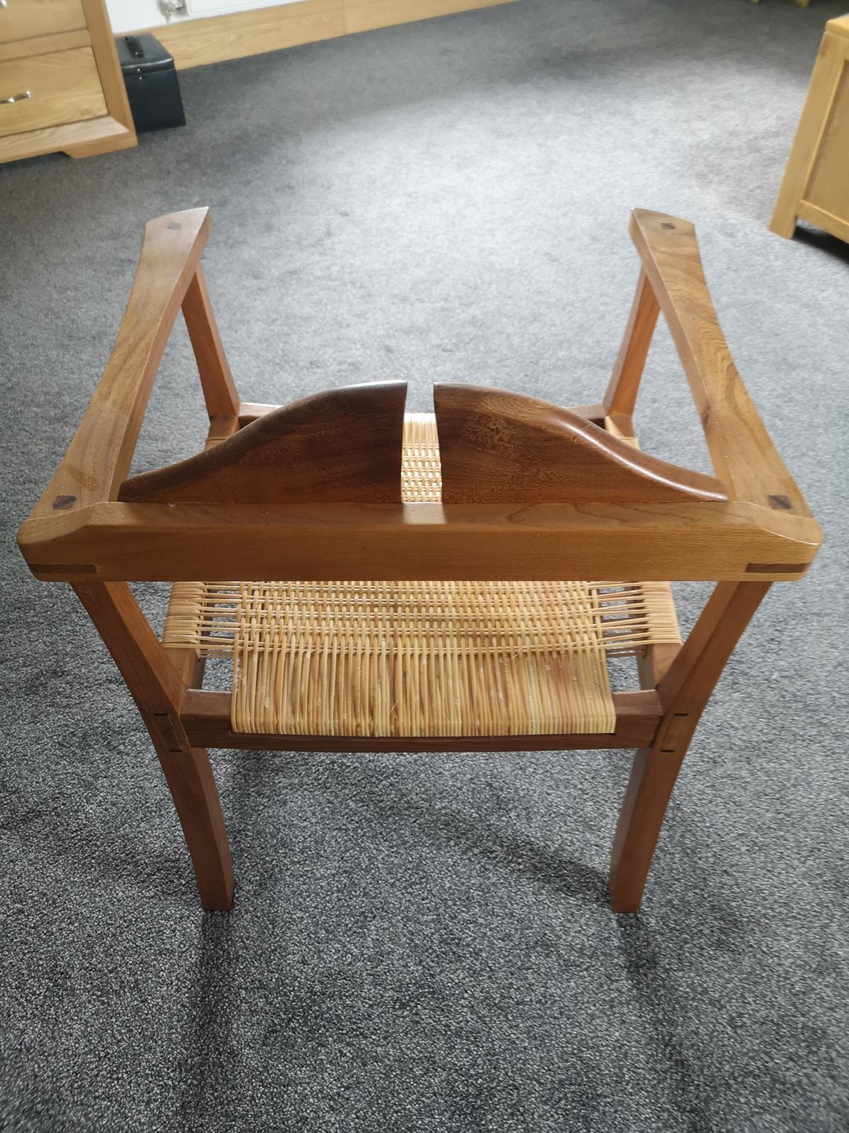 Gene L. Hackleman 1970s Elm And Cane Open Armchair photo 600.0