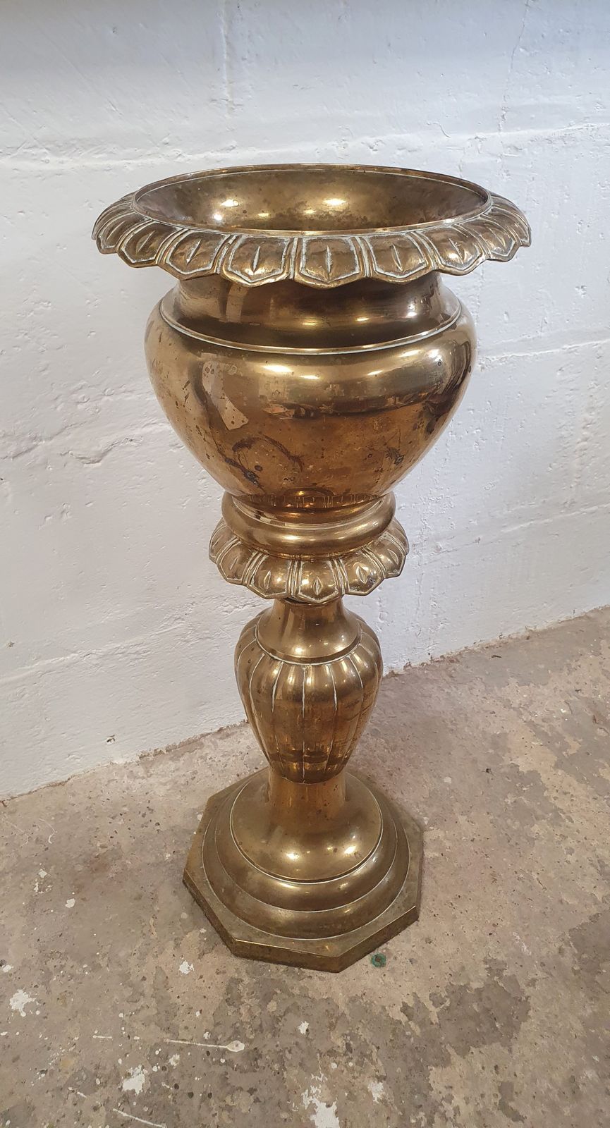 Vintage Brass Jardiniere Planter Floor Standing photo furniture
