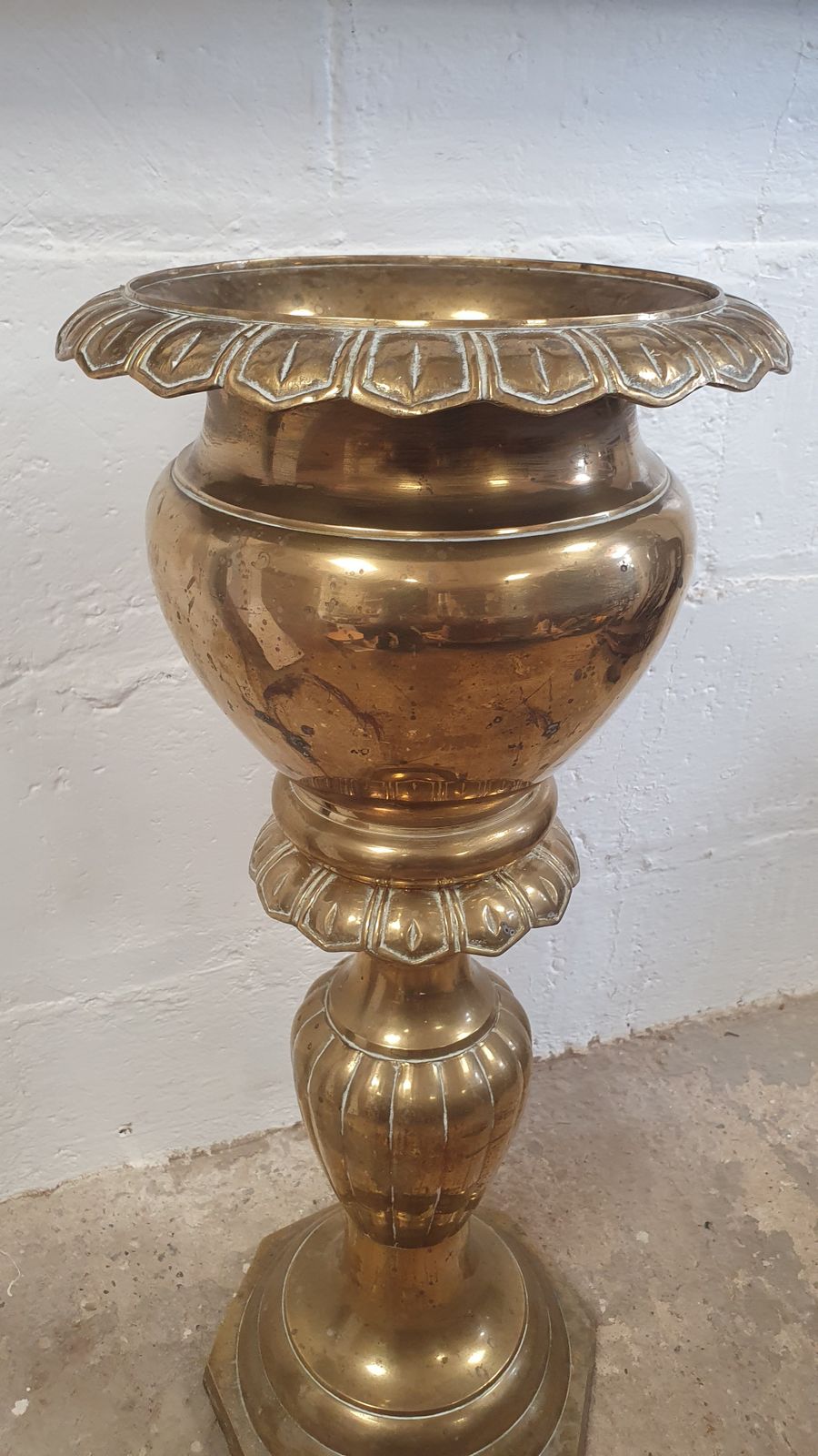 Vintage Brass Jardiniere Planter Floor Standing photo Garden Decor
