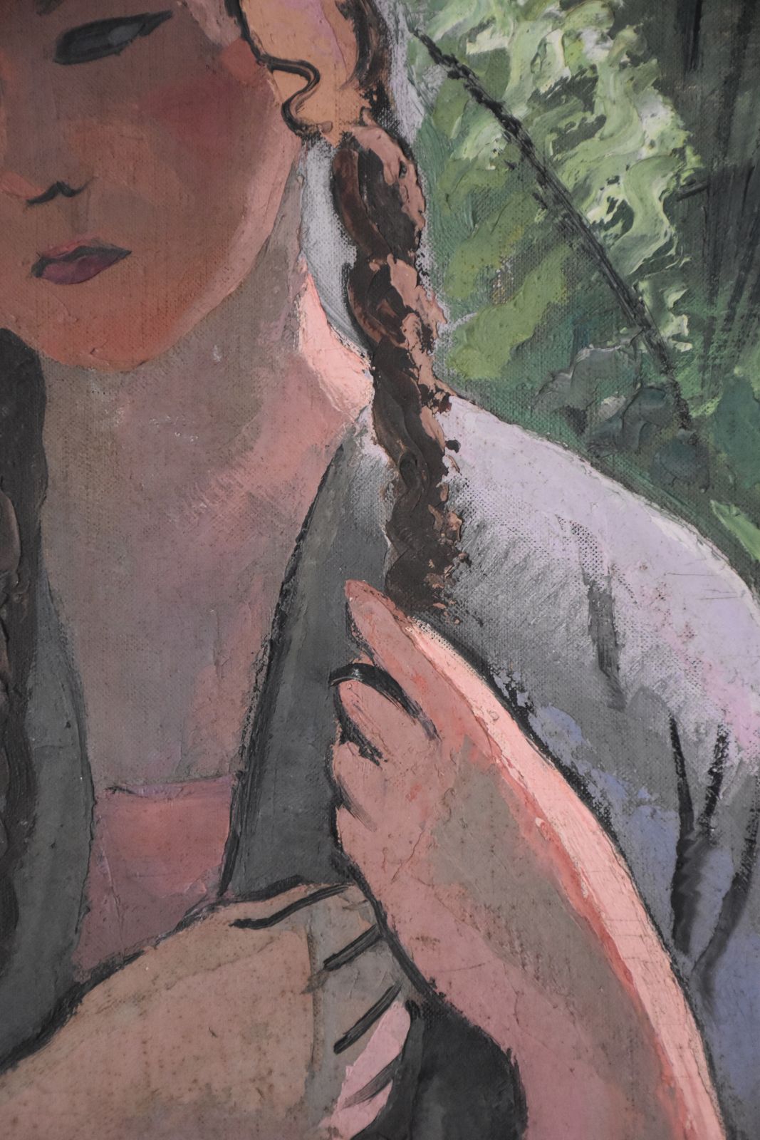André Auclair, Girl Braiding Her Hair (1929) photo Art