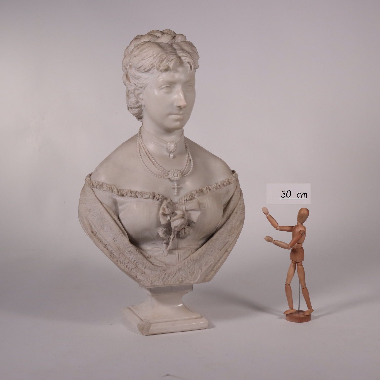 Bust Of A Woman White Carrara Marble Italy Second Half 19th Century photo furniture