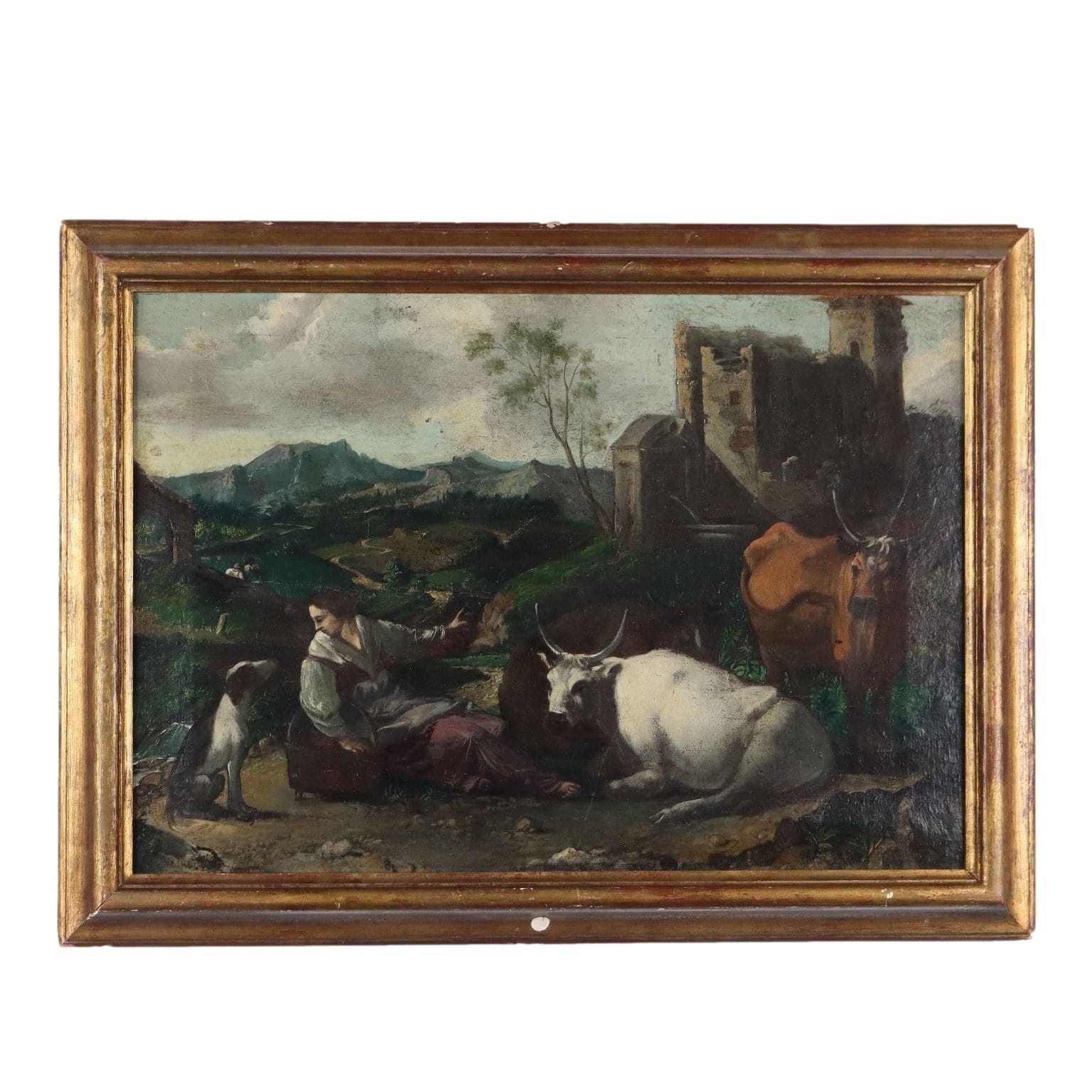 Antique Painting Nordic Landscape Oil On Canvas XVII XVIII Century