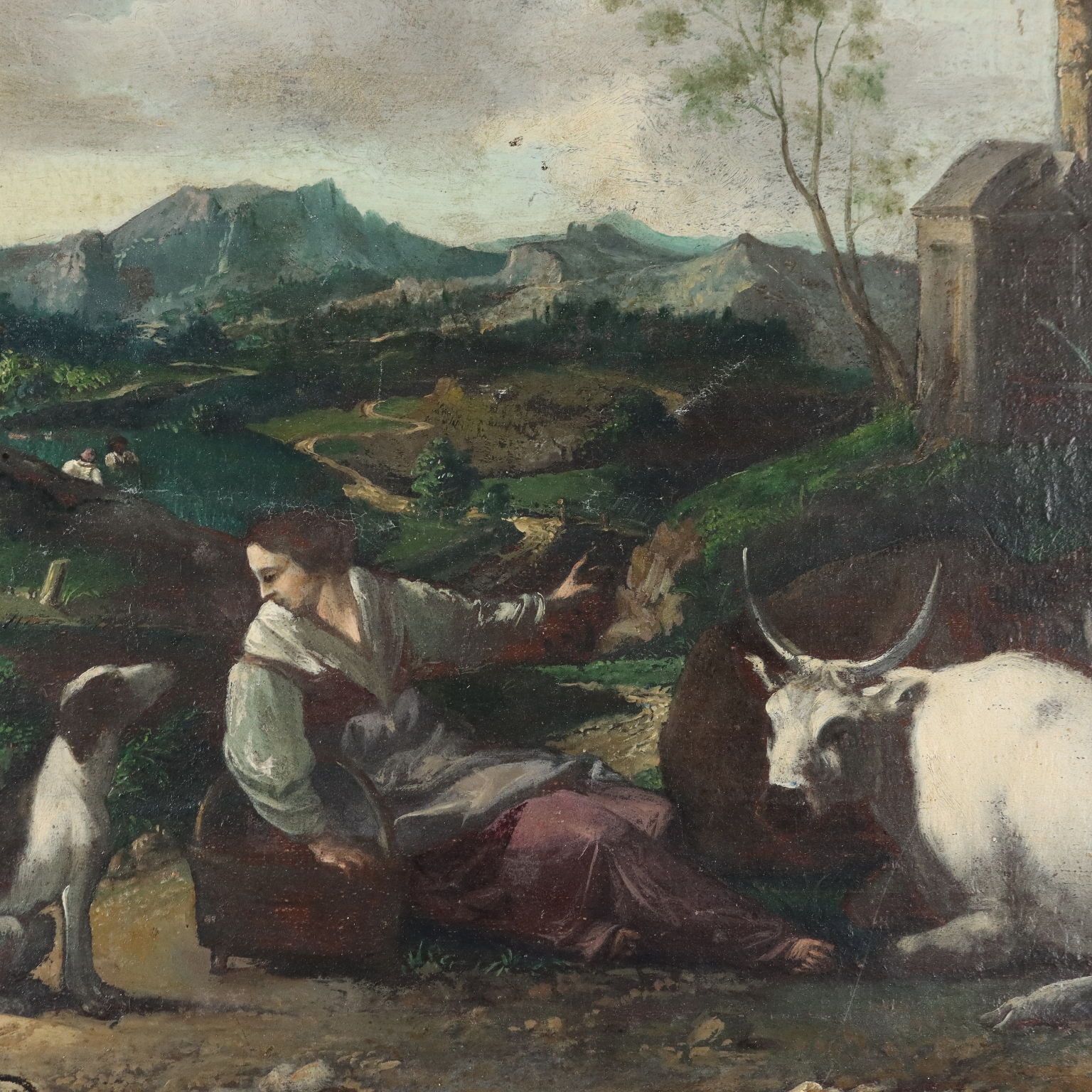 Antique Painting Nordic Landscape Oil On Canvas XVII XVIII Century photo for sale