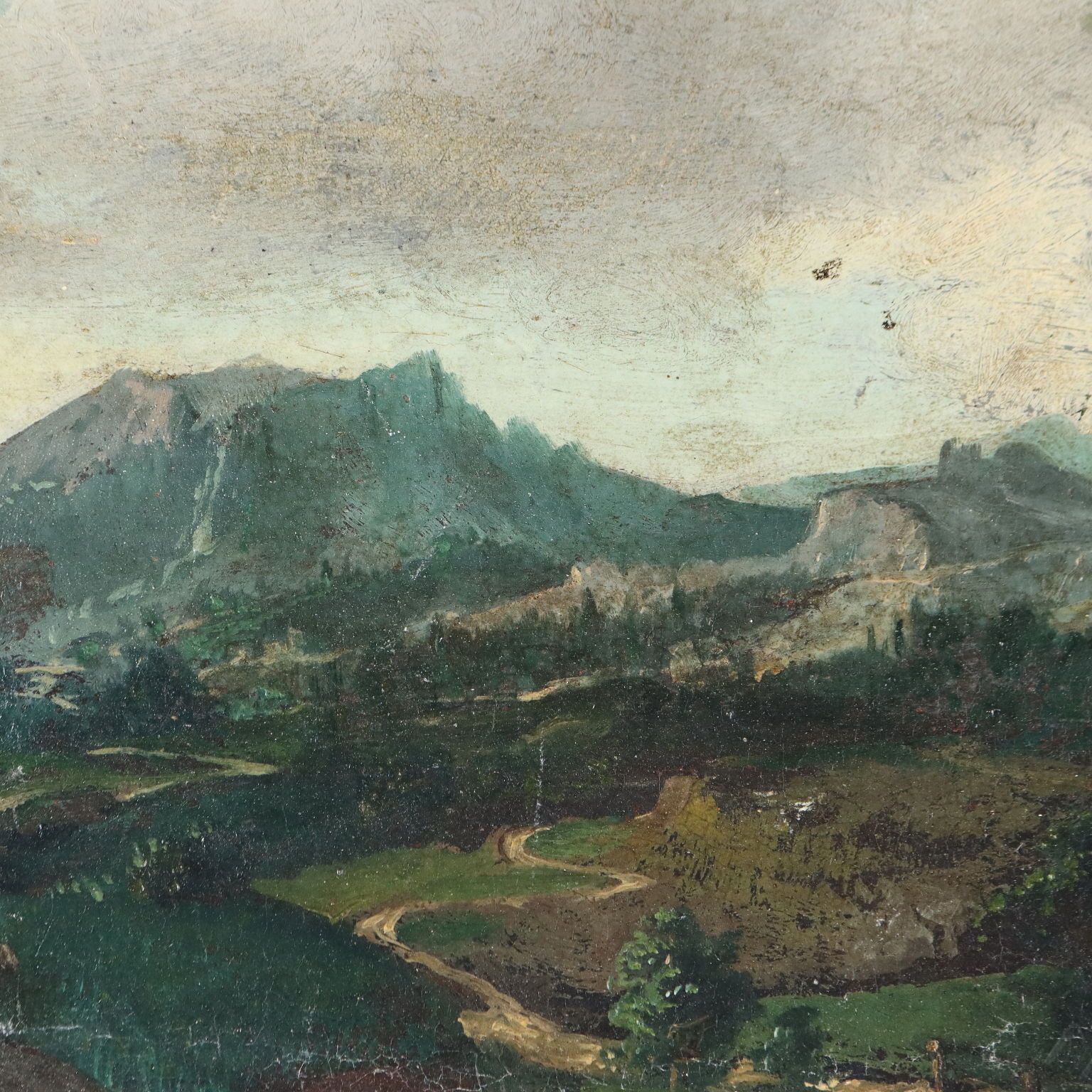 photo furniture Antique Painting Nordic Landscape Oil On Canvas XVII XVIII Century