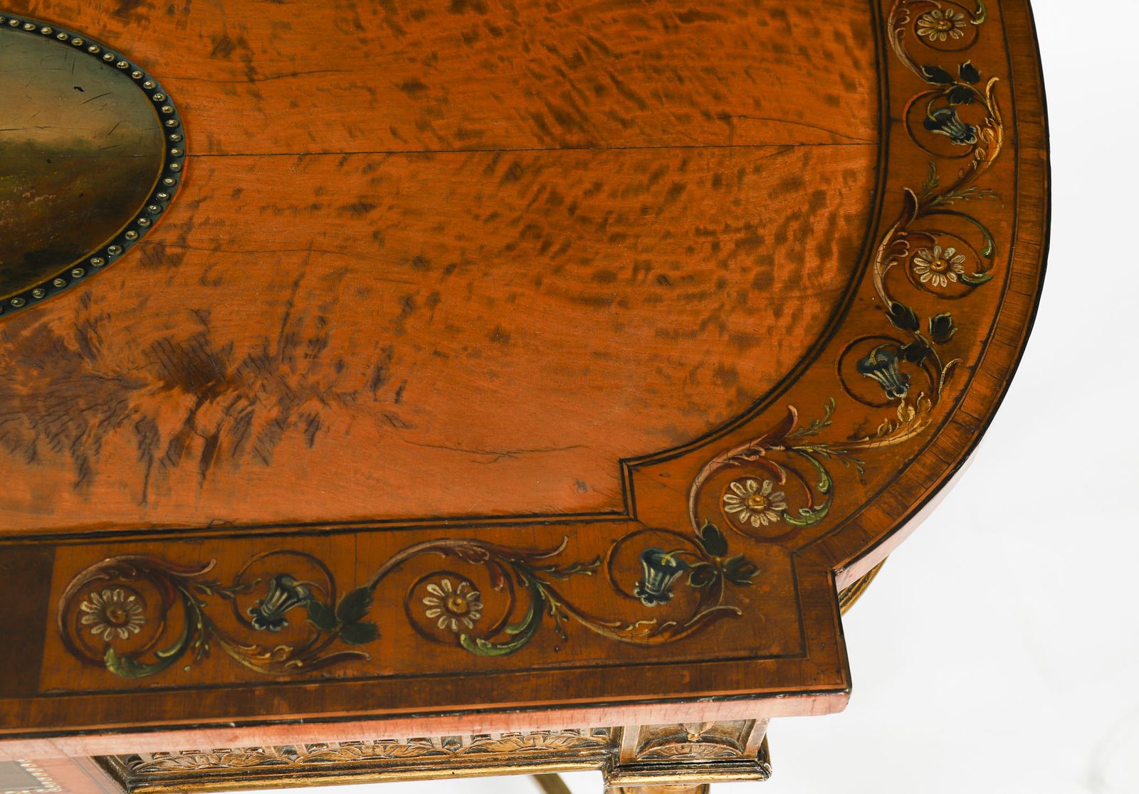 Antique George III Satin Wood Painted Demi Lune Console 18th C photo buy