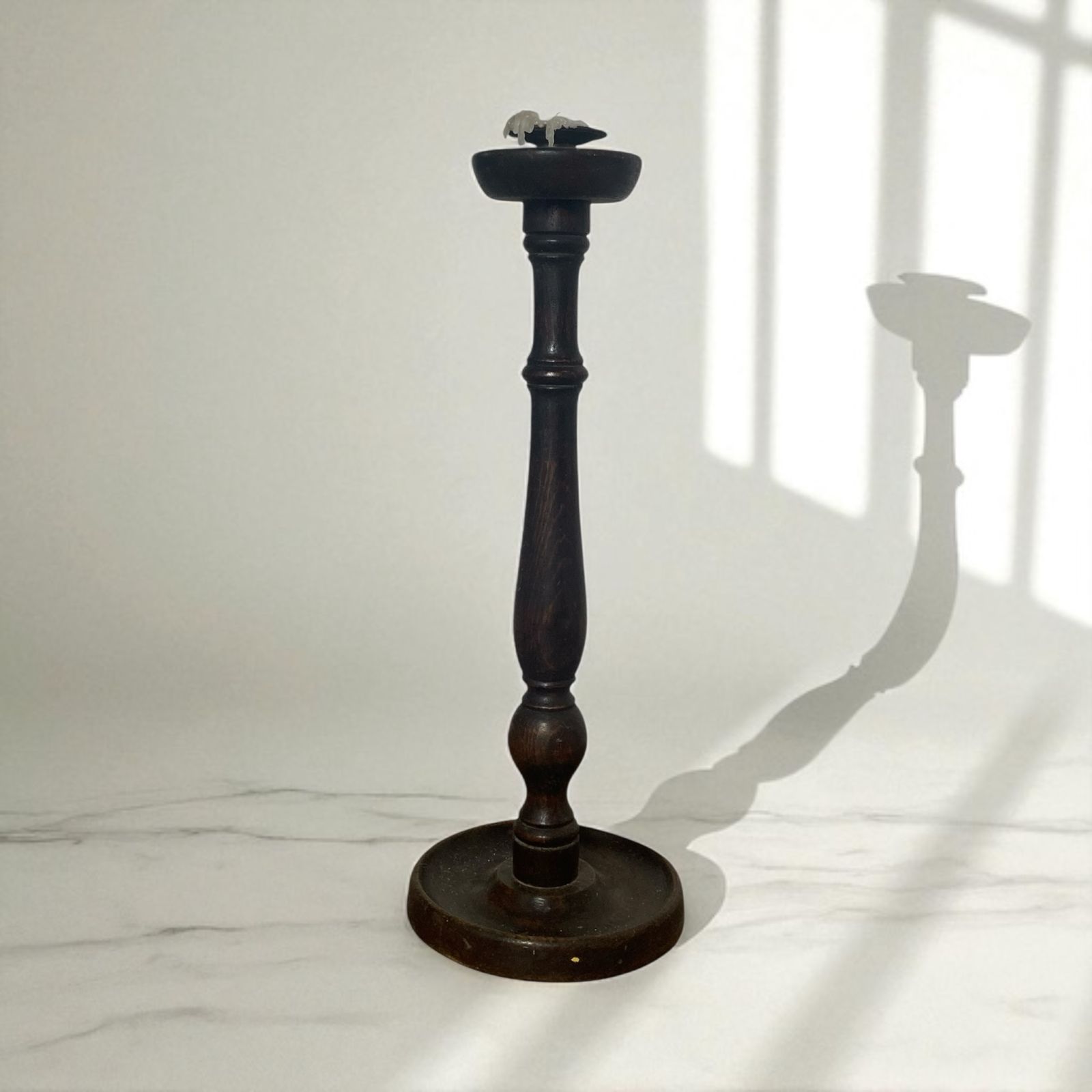 Antique Turned Wooden Candle Holder Circa 1800's photo furniture