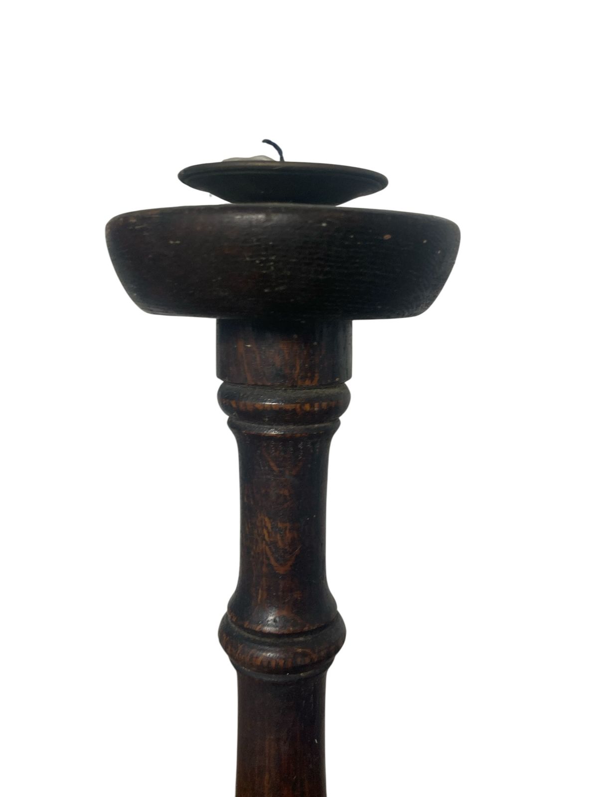 Antique Turned Wooden Candle Holder Circa 1800's photo vintage