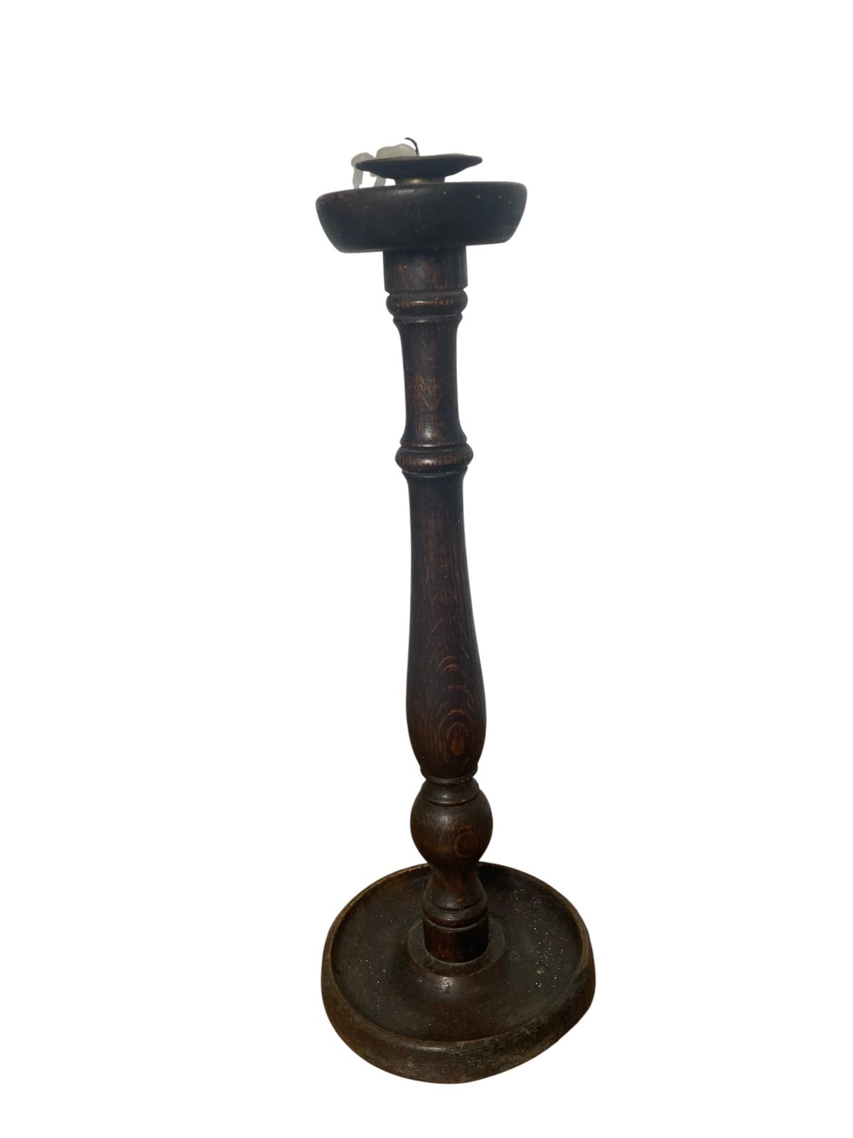 photo furniture Antique Turned Wooden Candle Holder Circa 1800's