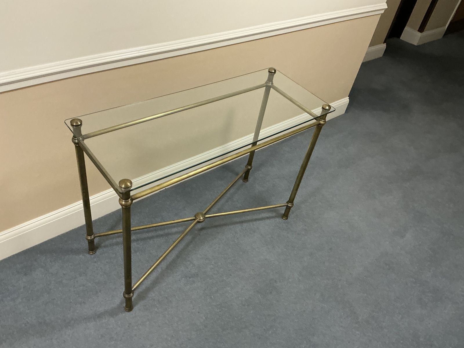 Stylish Metal Glass Top Console photo 50.0