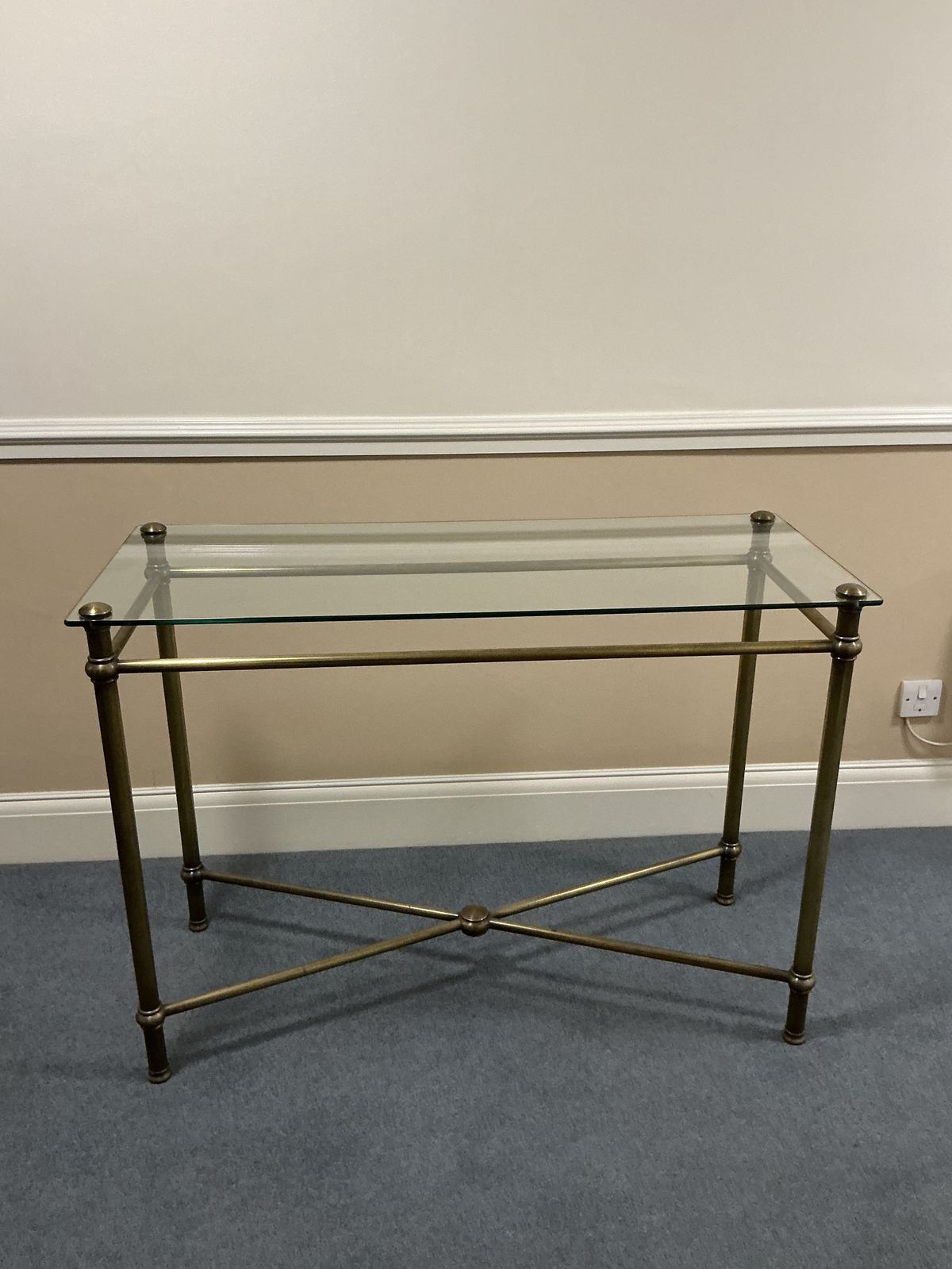 Stylish Metal Glass Top Console photo Furniture