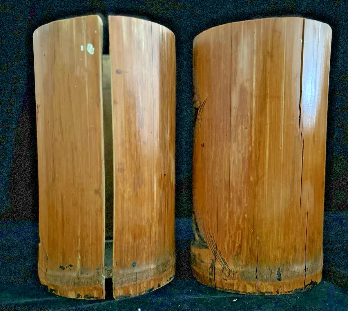 A Pair Large  Antique Carved Bamboo Chinese Brush Pots photo buy