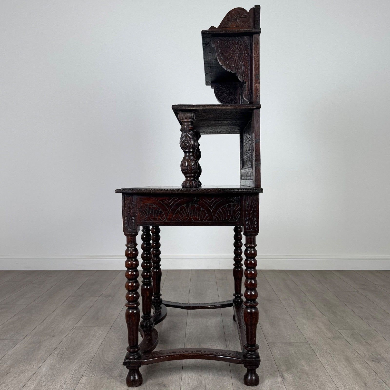 Antique 19th Century Bobbin Turned Side Table In Oak photo for sale
