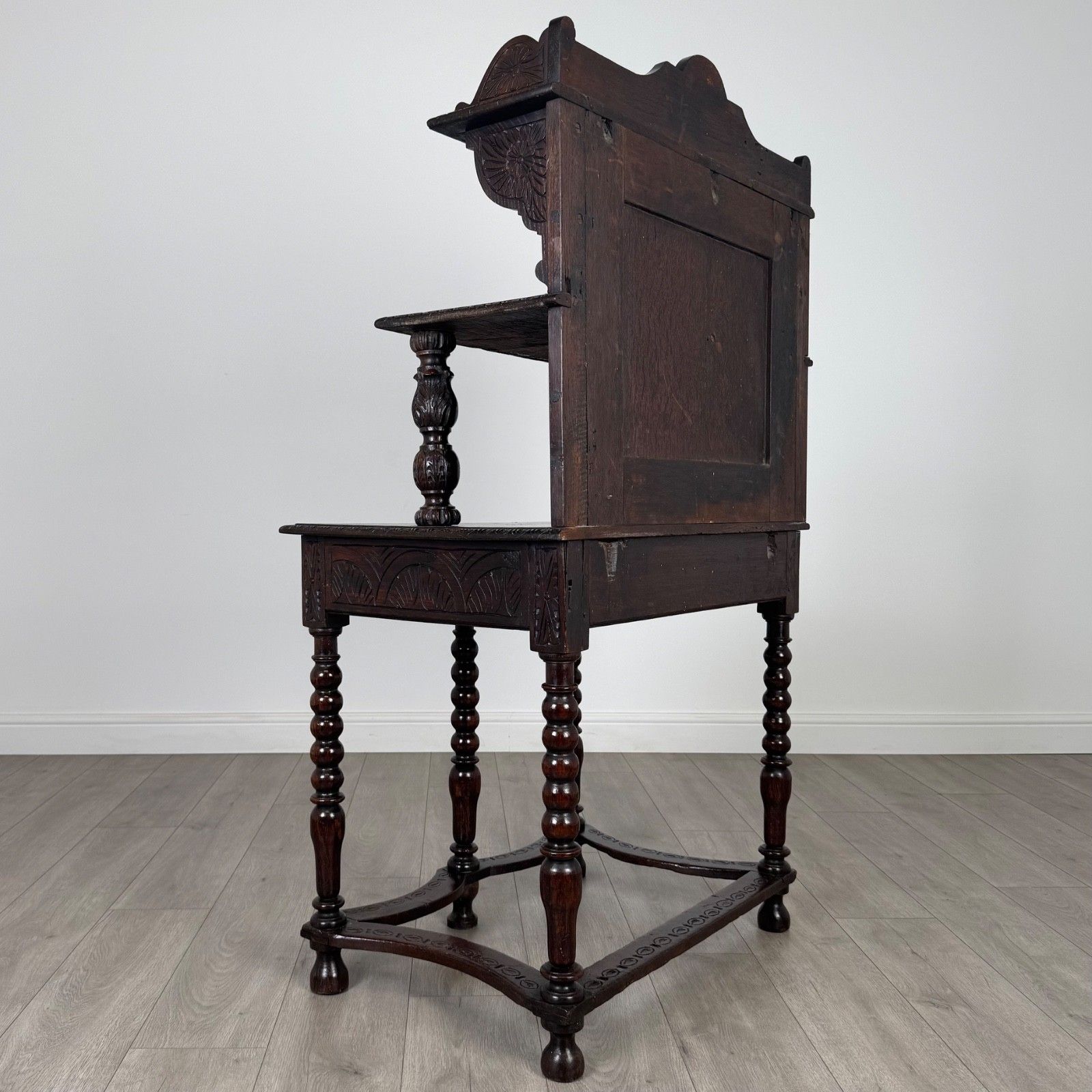 Antique 19th Century Bobbin Turned Side Table In Oak photo Furniture
