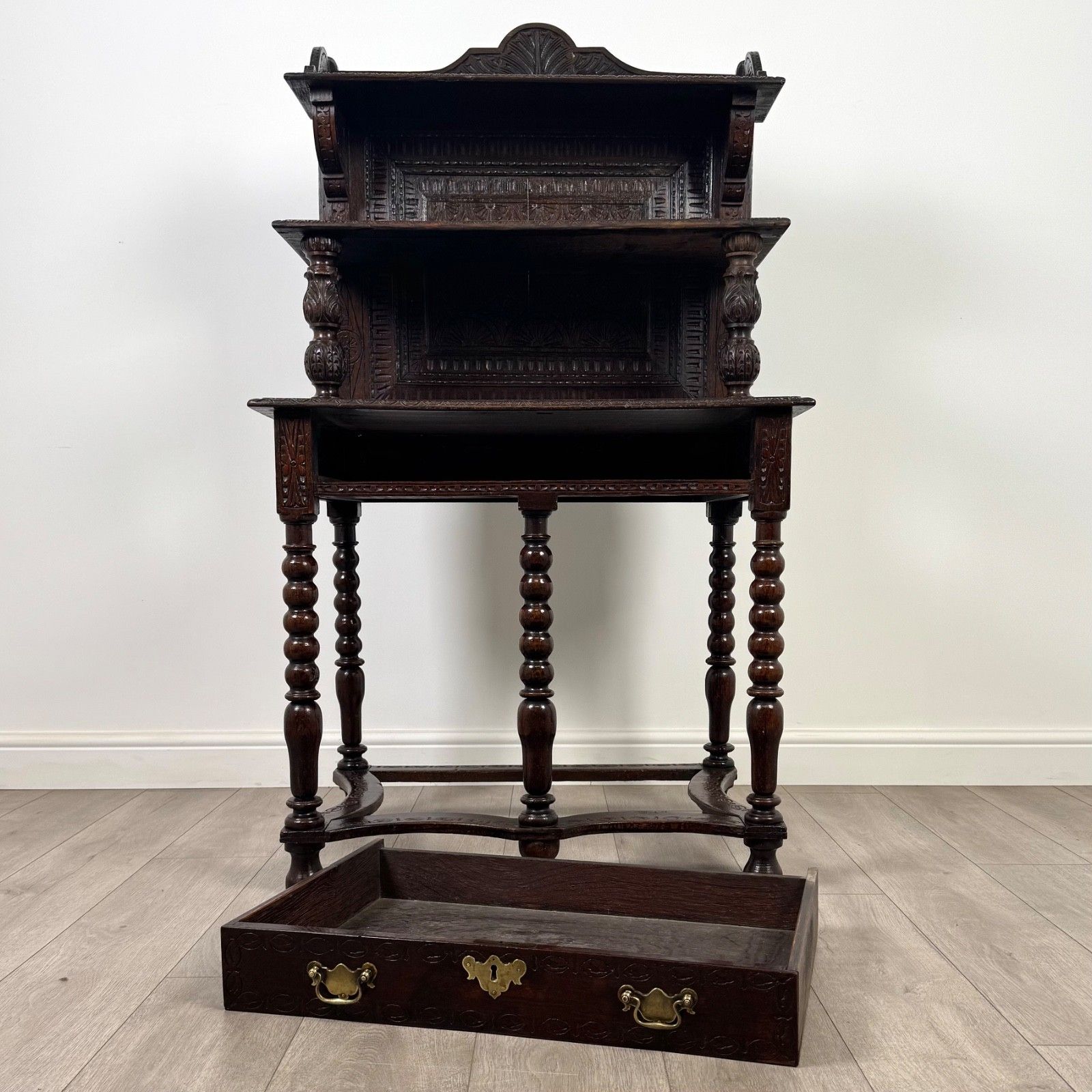 photo for sale Antique 19th Century Bobbin Turned Side Table In Oak