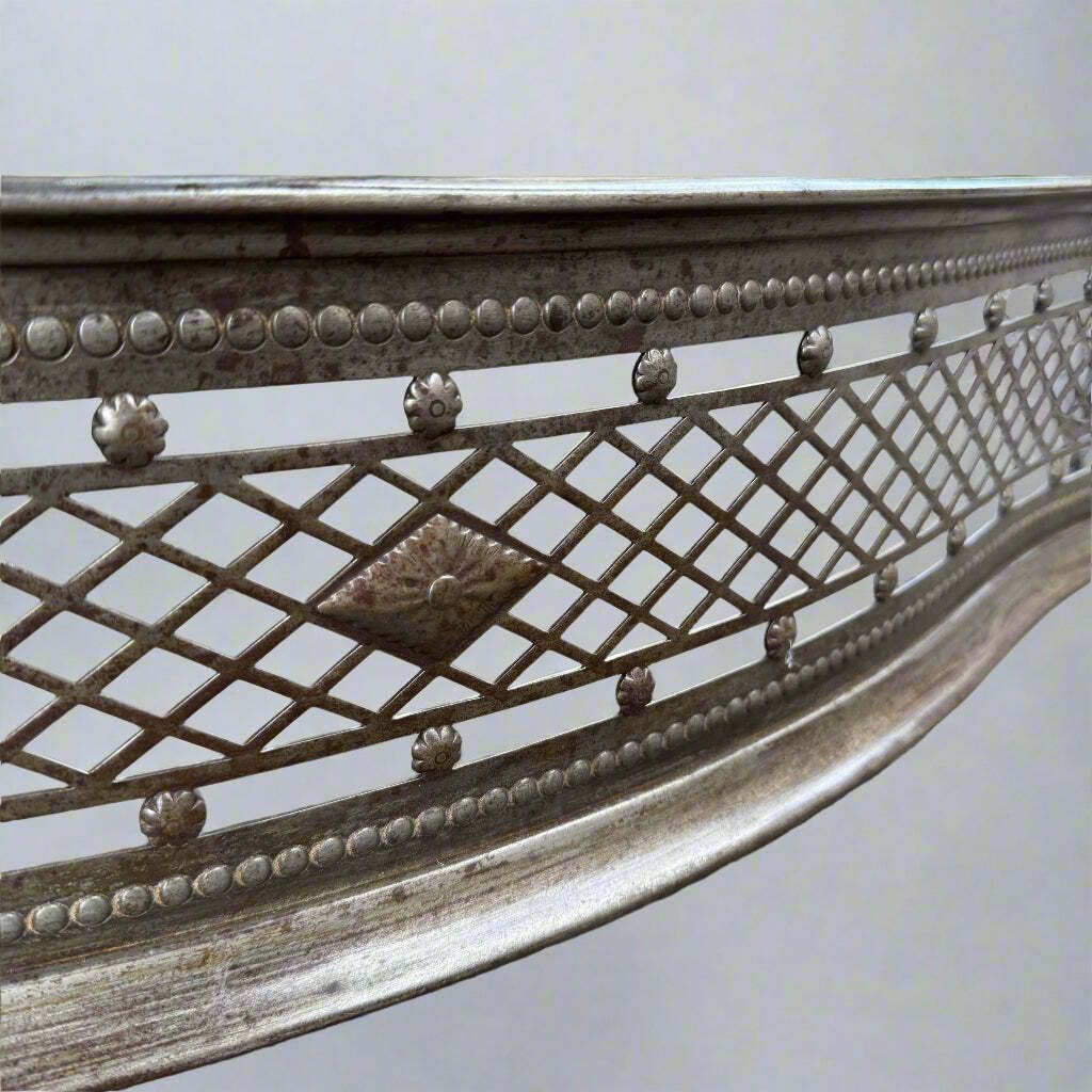 Antique Serpentine Shaped Latice Pierced Steel Fender photo furniture