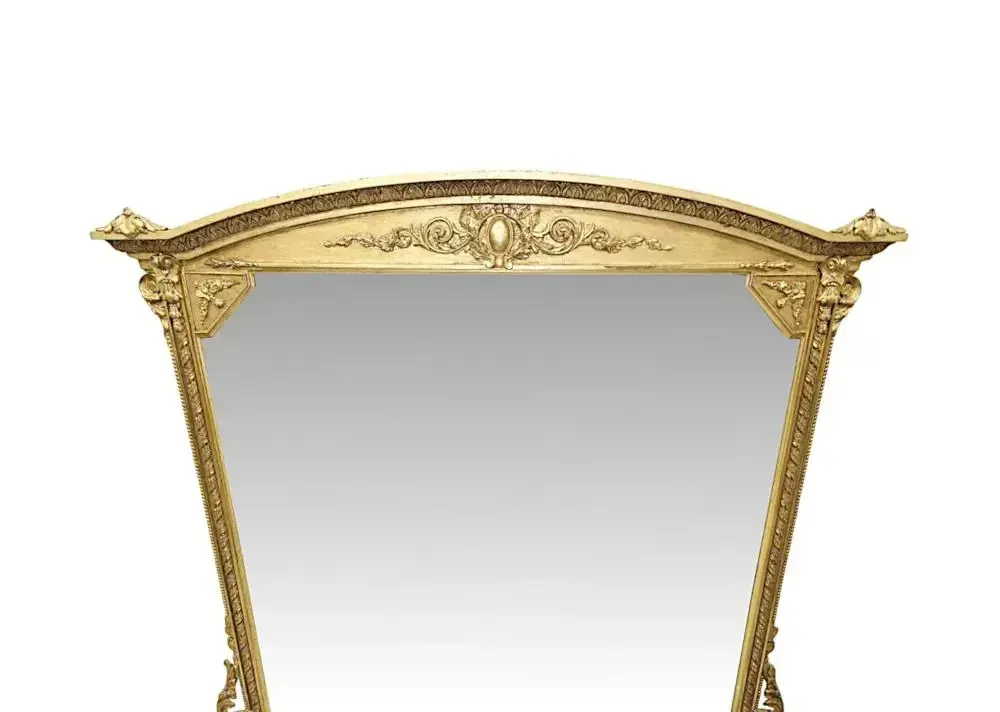 A Fabulous Large 19th Century Giltwood Overmantel Mirror With Original Back And Glass photo Home Decor