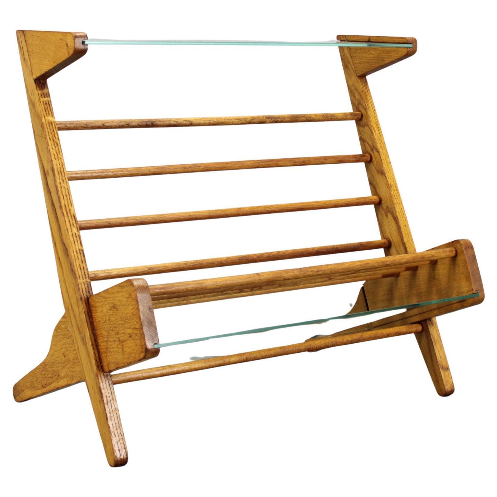 1960s Oak Book Stand Shelf / Rack By  Uluv, Czechoslovakia