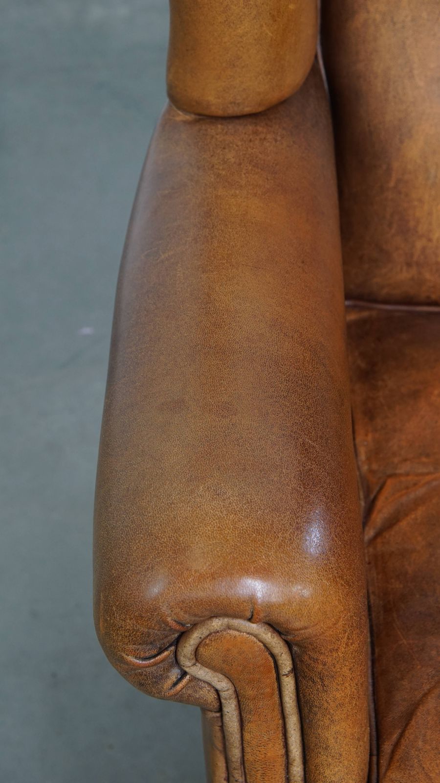 Wonderful, Characterful Vintage Sheepskin Wing Chair With A Beautiful Patina photo buy