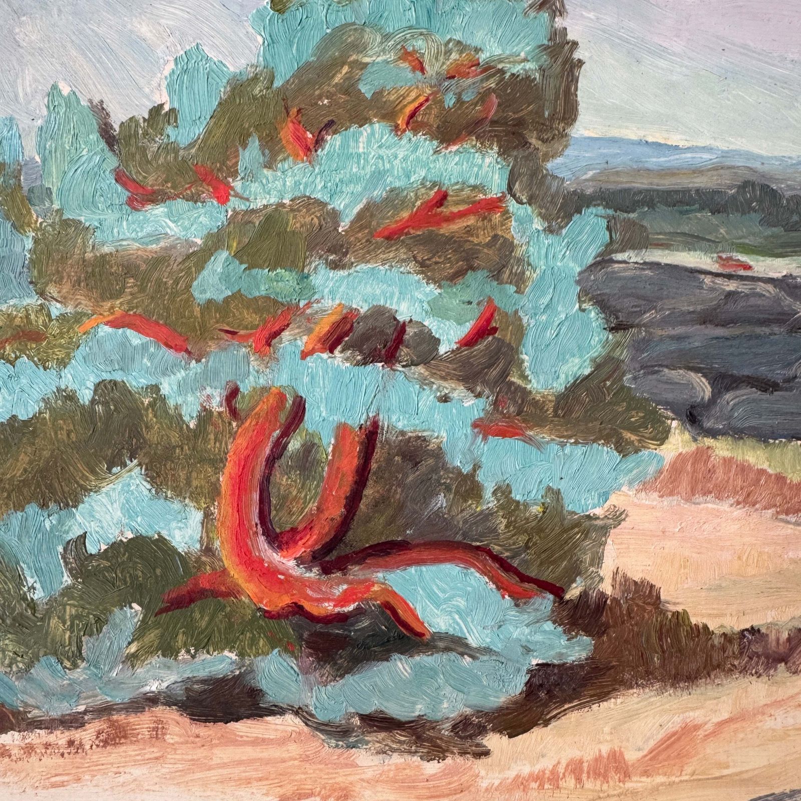 Path To The Quiet Shore 1955. Vintage Swedish Oil Painting. photo furniture