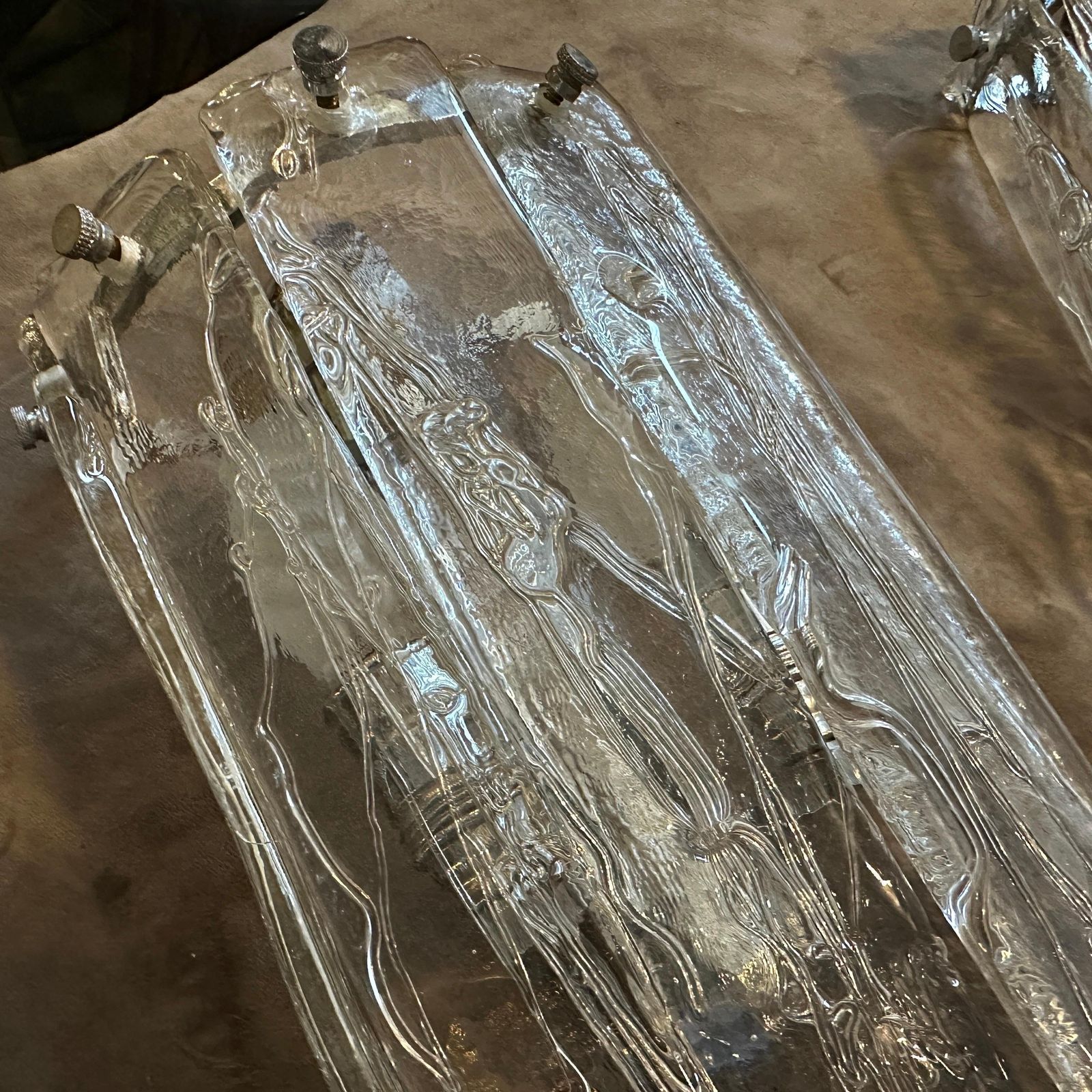 photo buy Two 1970s Space Age Murano Glass And Steel Wall Sconces By La Murrina