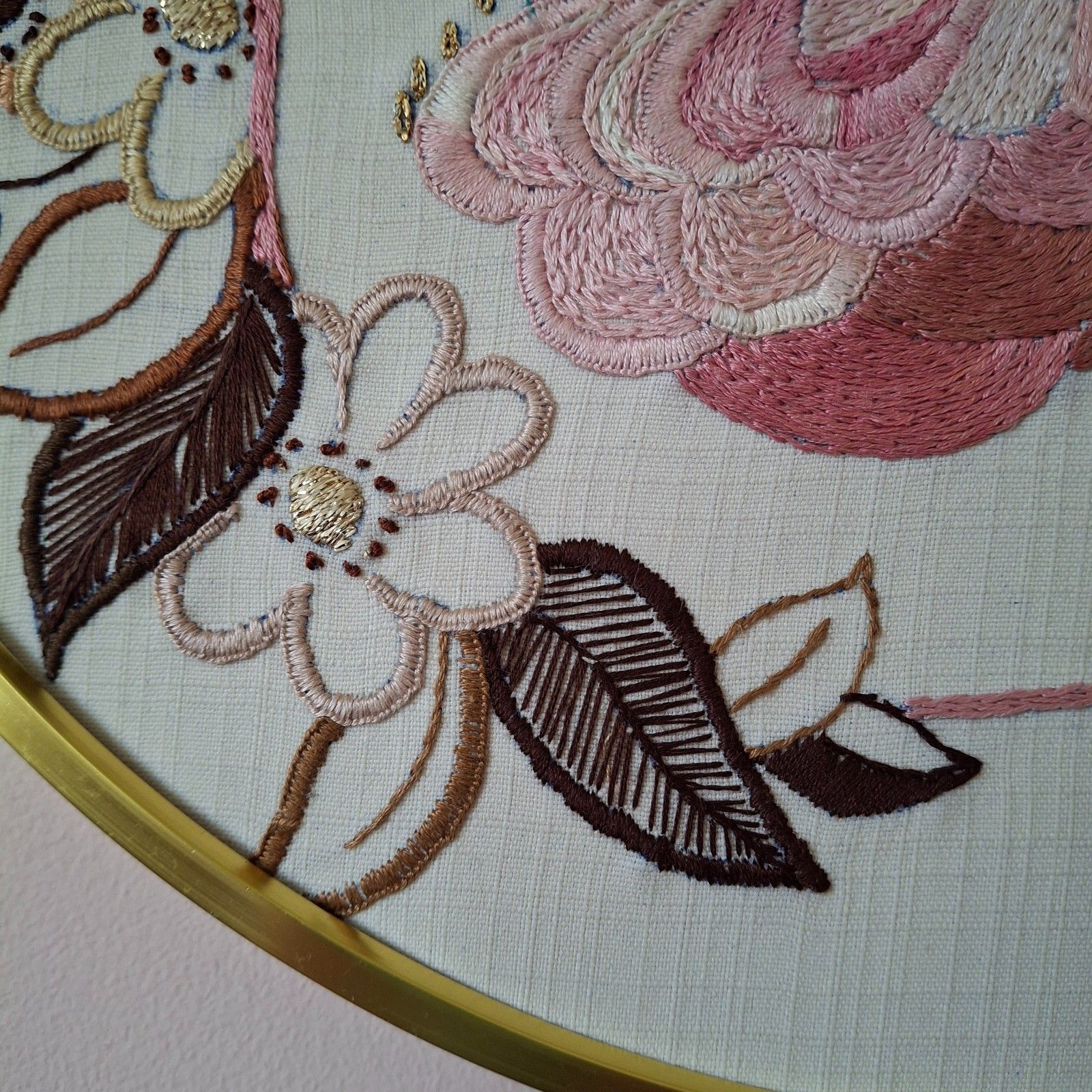 Fab Vintage Retro 70s Embroidery Stitch Sewn Fire Bird Peacock Wall Art Picture photo buy