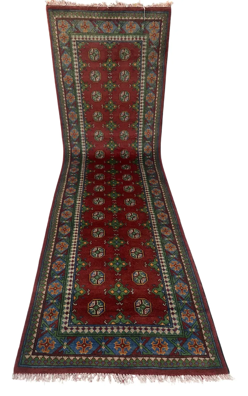 Bokhara Geometric Turkmen 3x10 Hand Knotted Runner Rug photo furniture