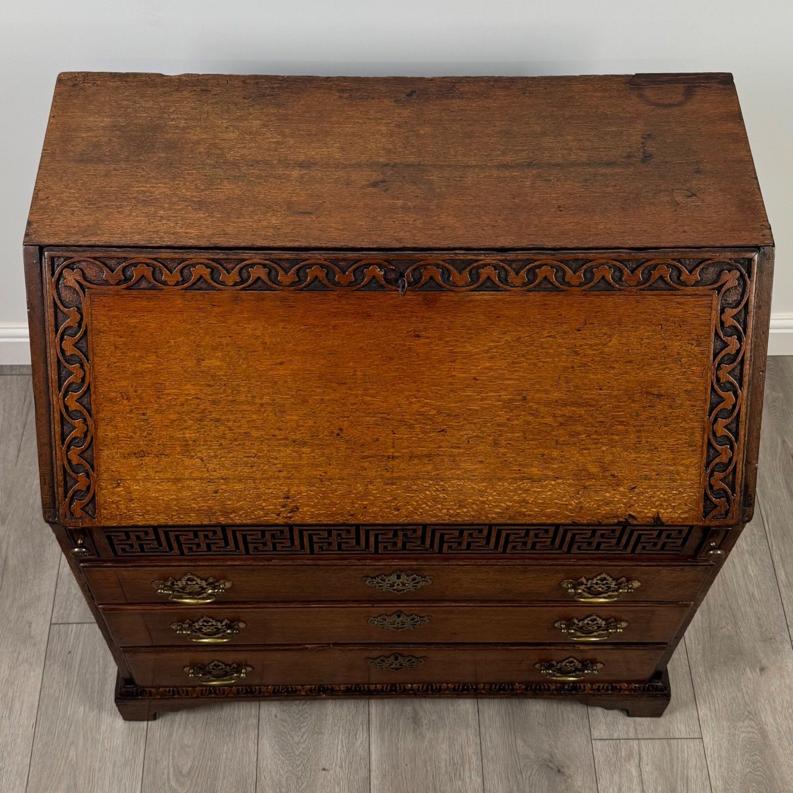 photo for sale Antique 18th Century Good Quality Bureau In Golden Oak