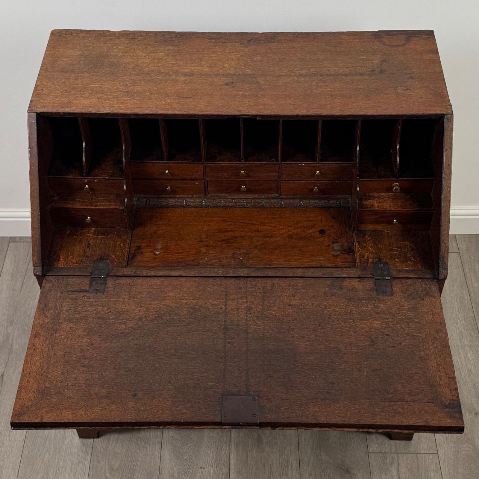 Furniture Antique 18th Century Good Quality Bureau In Golden Oak photo